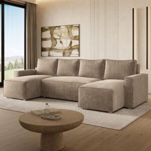 wohnli-moebel-suche-800001487977-1 WOHNLANDSCHAFT ASPRA LM Beige Chenille mit Schlaffunktion Holz MASSENO Möbel > Sofas & Couches > Wohnlandschaften > Wohnlandschaften U-Form Beige