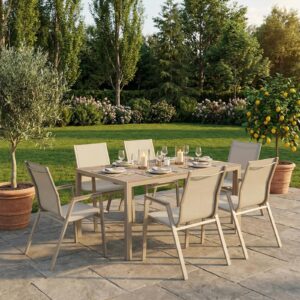 GARTENMÖBEL SET MONDELLO 7er Set hellgrau Metall IDIMEX Garten & Outdoor > Gartenmöbel > Gartenmöbel-Sets Grau