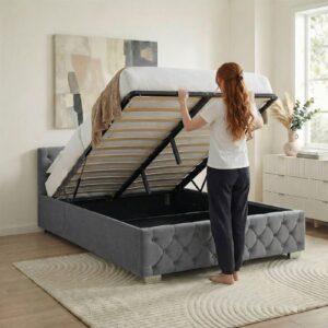 wohnli-moebel-suche-800001489844-1 POLSTERBETT NURI 140x200 cm dunkelgrau Textil IDIMEX Möbel > Betten > Polsterbetten Grau
