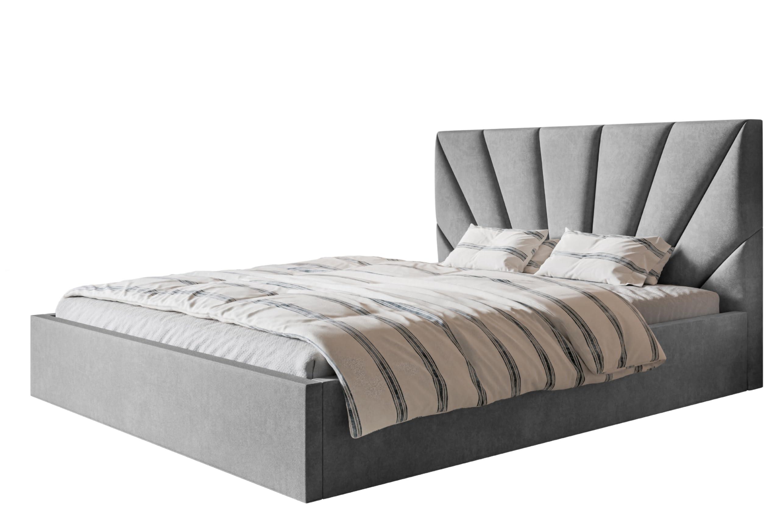 wohnli-moebel-suche-800001490346 Wohnli Möbelsuche - BETT 140x200 - Polsterbett mit Bettkasten und Metallrahmen - Modern Betten - Weicher Jasminstoff - Kollektion Denver