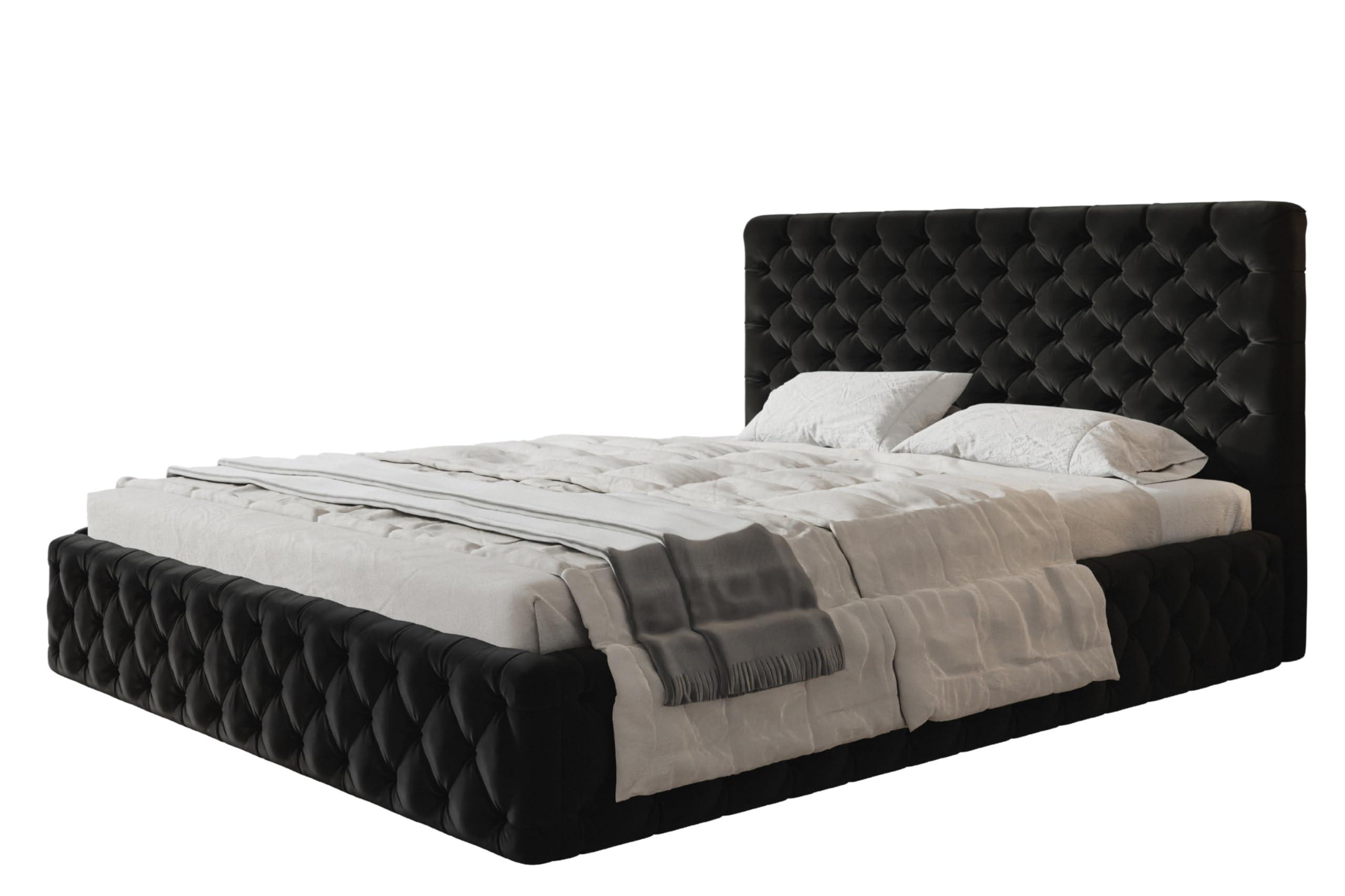 wohnli-moebel-suche-800001490670 Wohnli Möbelsuche - BETT 200x200 - Polsterbett mit Bettkasten und Metallrahmen - Elegant Betten - Weicher Jasminstoff - Kollektion Miami