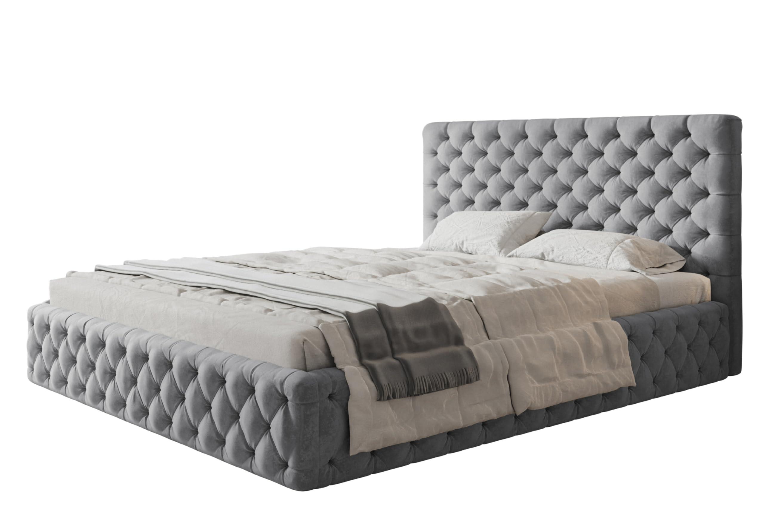 wohnli-moebel-suche-800001490724 Wohnli Möbelsuche - BETT 160x200 - Polsterbett mit Bettkasten und Metallrahmen - Elegant Betten - Weicher Jasminstoff - Kollektion Miami