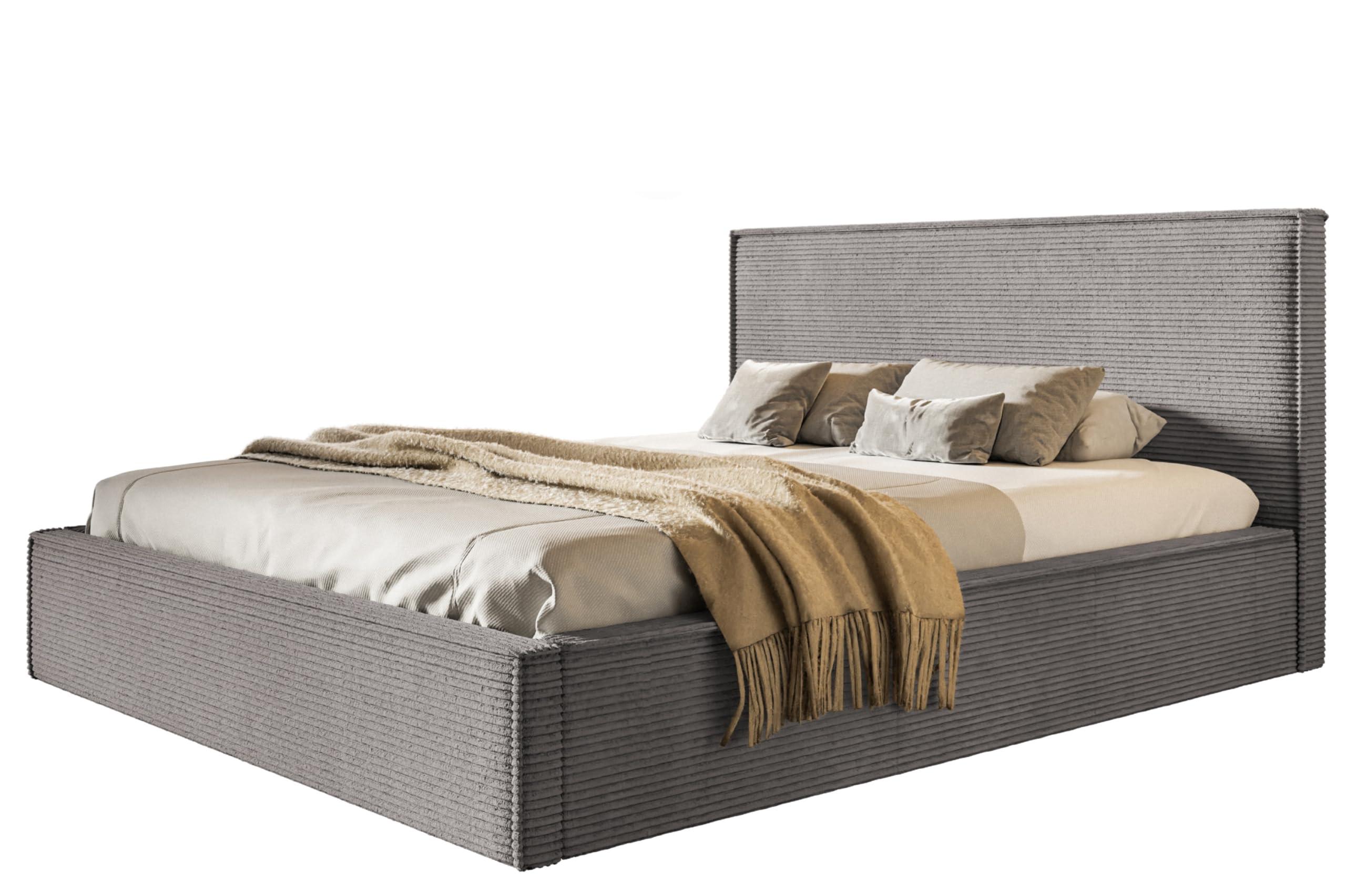 wohnli-moebel-suche-800001490767 Wohnli Möbelsuche - BETT 160x200 - Polsterbett mit Bettkasten und Metallrahmen - Modern Betten - Hochwertiger Poso-Stoff - Kollektion Milano - Grau
