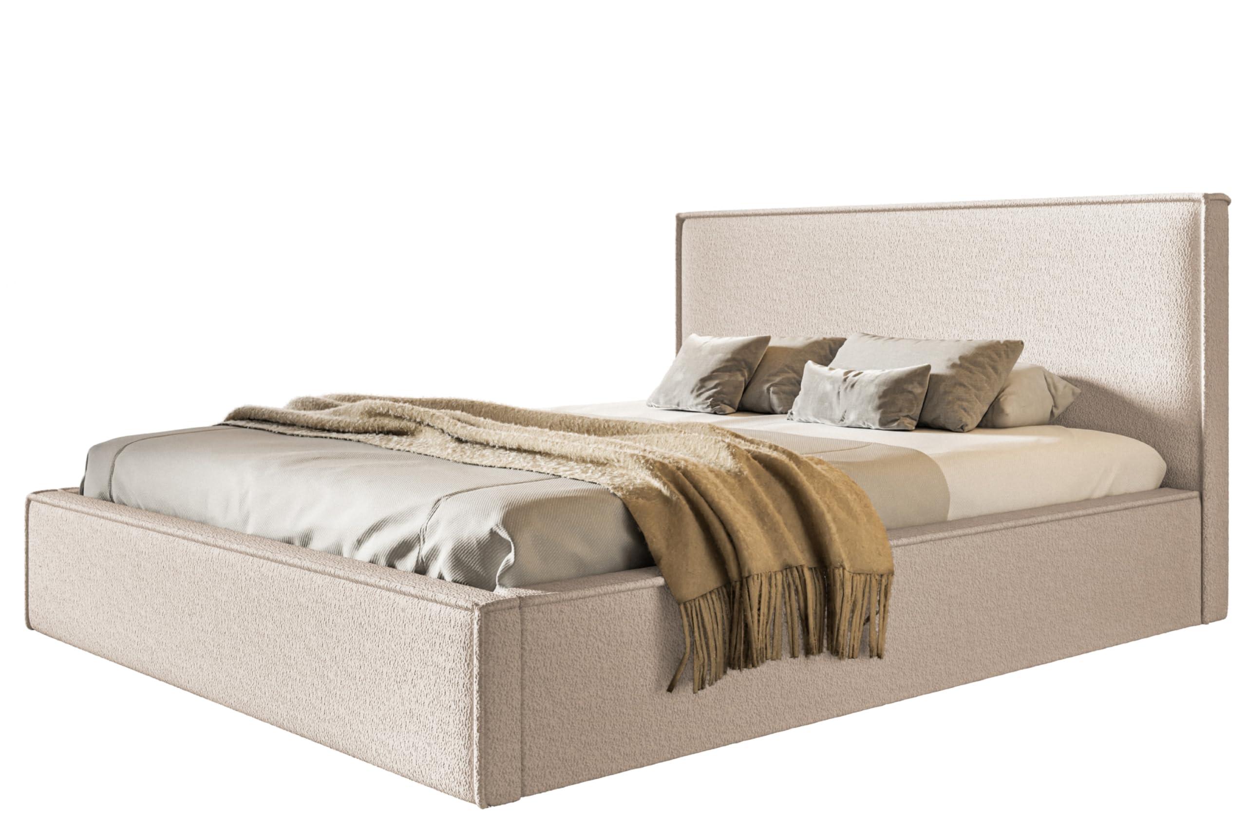 wohnli-moebel-suche-800001490808 Wohnli Möbelsuche - BETT 180x200 - Polsterbett mit Bettkasten und Metallrahmen - Modern Betten - Kuscheliger Catch-Me-Stoff - Kollektion Milano - Beige
