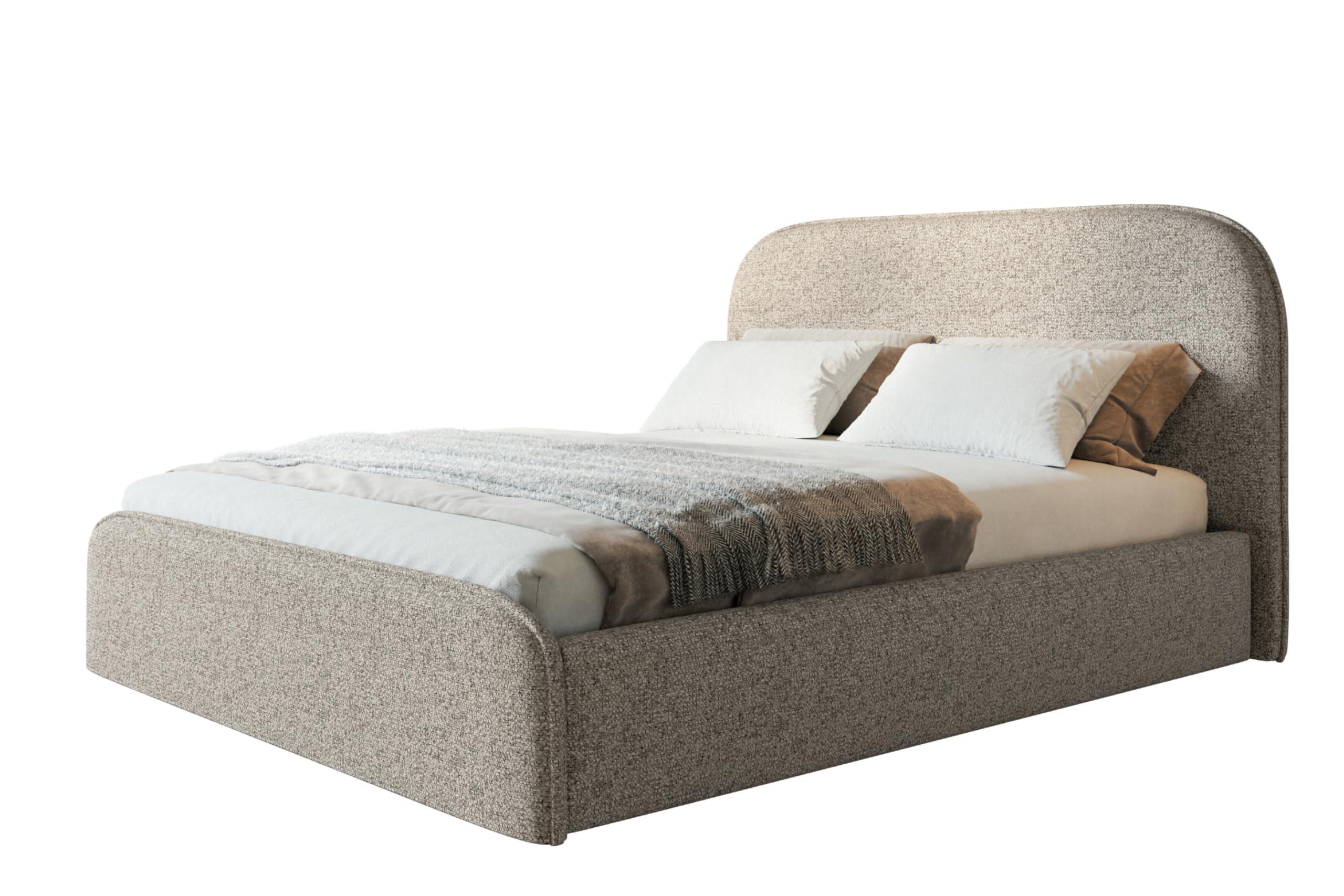 wohnli-moebel-suche-800001490820 Wohnli Möbelsuche - BETT 180x200 - Polsterbett mit Bettkasten und Metallrahmen - Modern Betten - Eleganter Puente-Stoff - Kollektion Vienna - Beige Melange