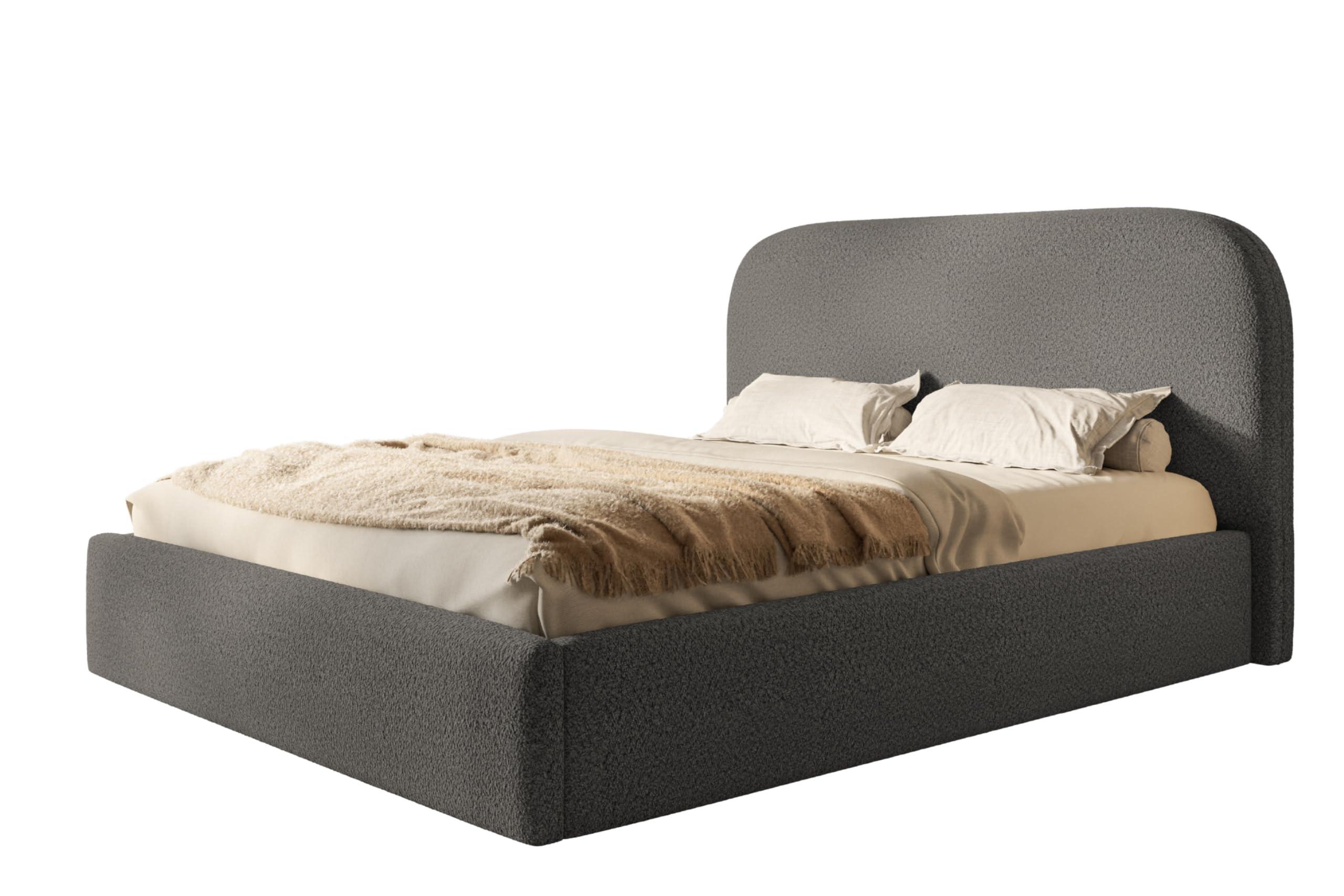 wohnli-moebel-suche-800001490829 Wohnli Möbelsuche - BETT 140x200 - Polsterbett mit Bettkasten und Metallrahmen - Modern Betten - Kuscheliger Catch-Me-Stoff - Kollektion Verona - Grau