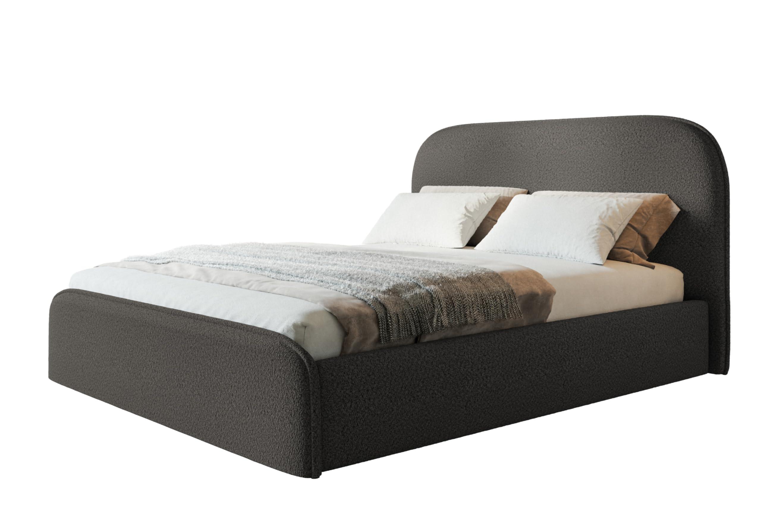 wohnli-moebel-suche-800001490859 Wohnli Möbelsuche - BETT 200x200 - Polsterbett mit Bettkasten und Metallrahmen - Modern Betten - Kuscheliger Catch-Me-Stoff - Kollektion Vienna - Grau