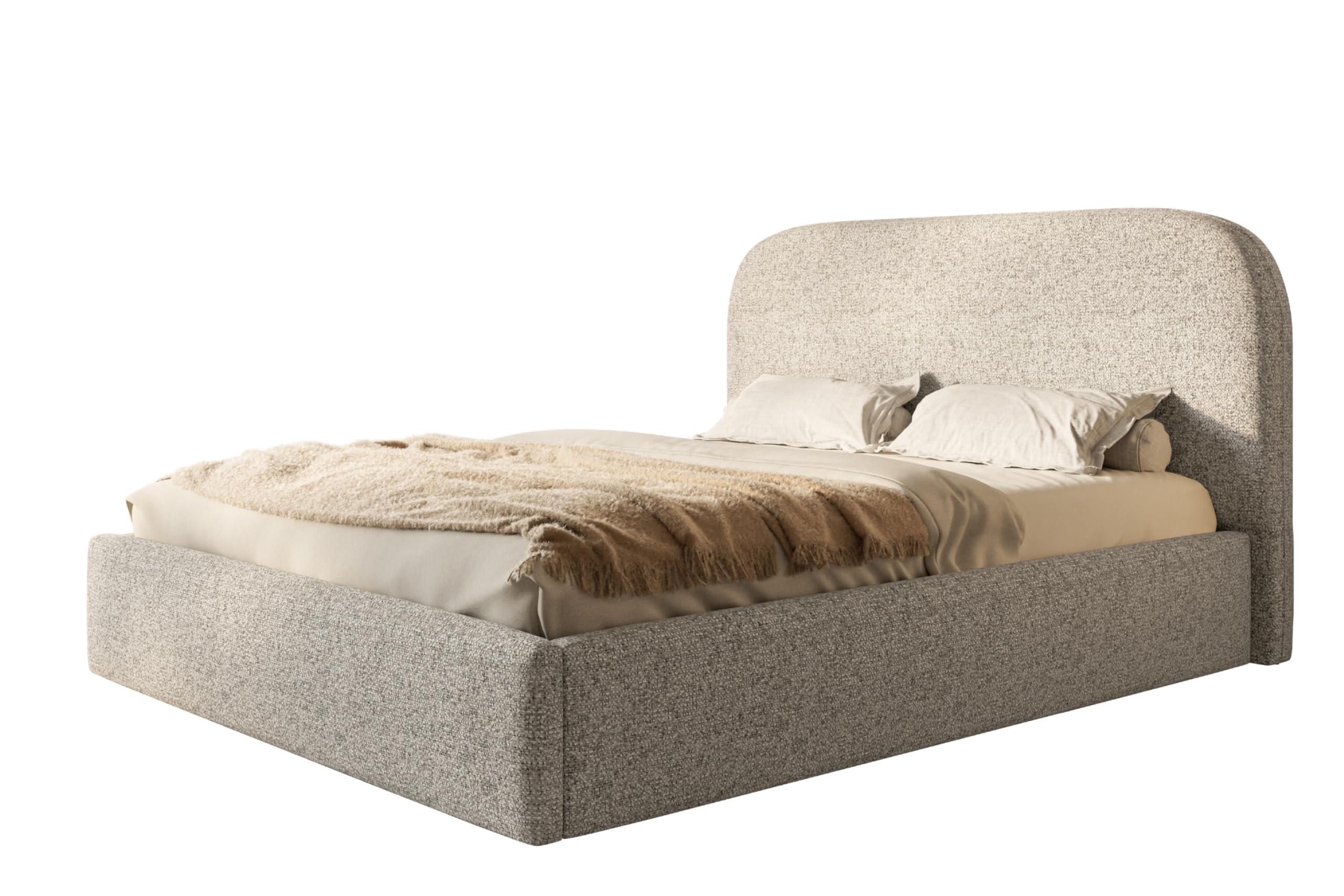 wohnli-moebel-suche-800001490872 Wohnli Möbelsuche - BETT 90x200 - Polsterbett mit Bettkasten und Metallrahmen - Modern Betten - Eleganter Puente-Stoff - Kollektion Verona - Beige Melange