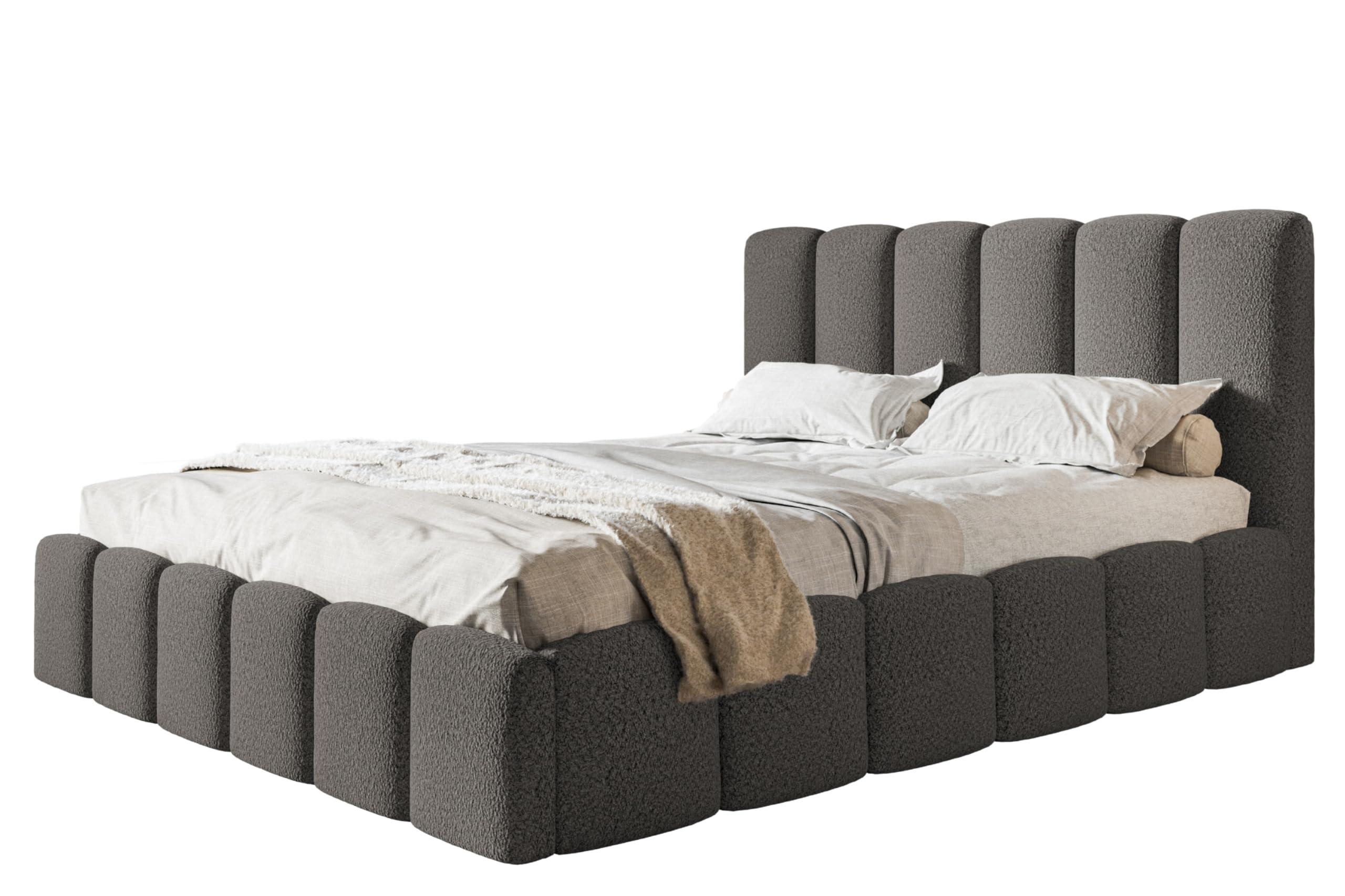 wohnli-moebel-suche-800001490900 Wohnli Möbelsuche - BETT 180x200 - Polsterbett mit Bettkasten und Metallrahmen - Modern Betten - Kuscheliger Catch-Me-Stoff - Kollektion Lucy - Grau