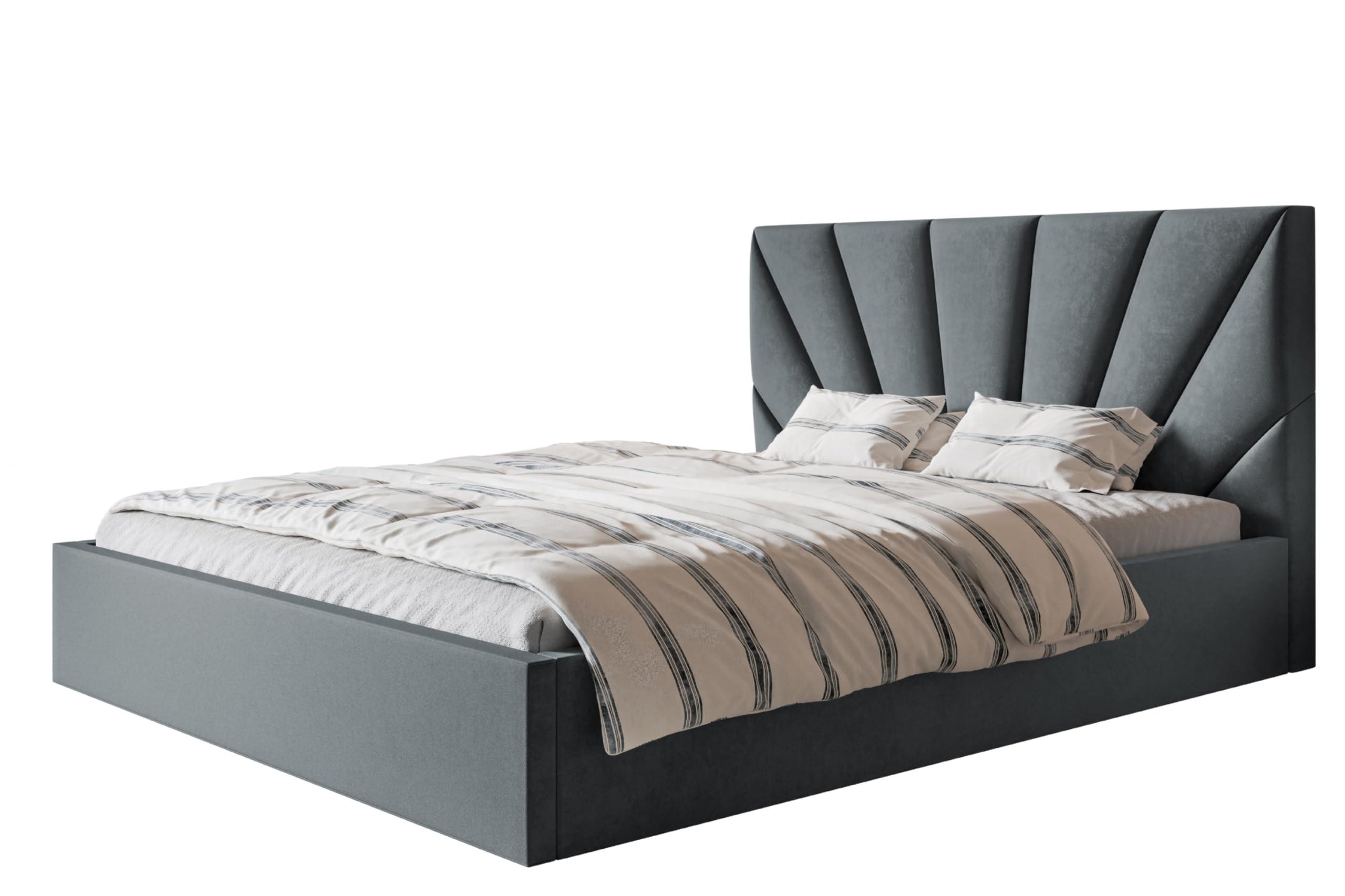 wohnli-moebel-suche-800001490916 Wohnli Möbelsuche - BETT 160x200 - Polsterbett mit Bettkasten und Metallrahmen - Modern Betten - Glatter Kronos-Stoff - Kollektion Denver