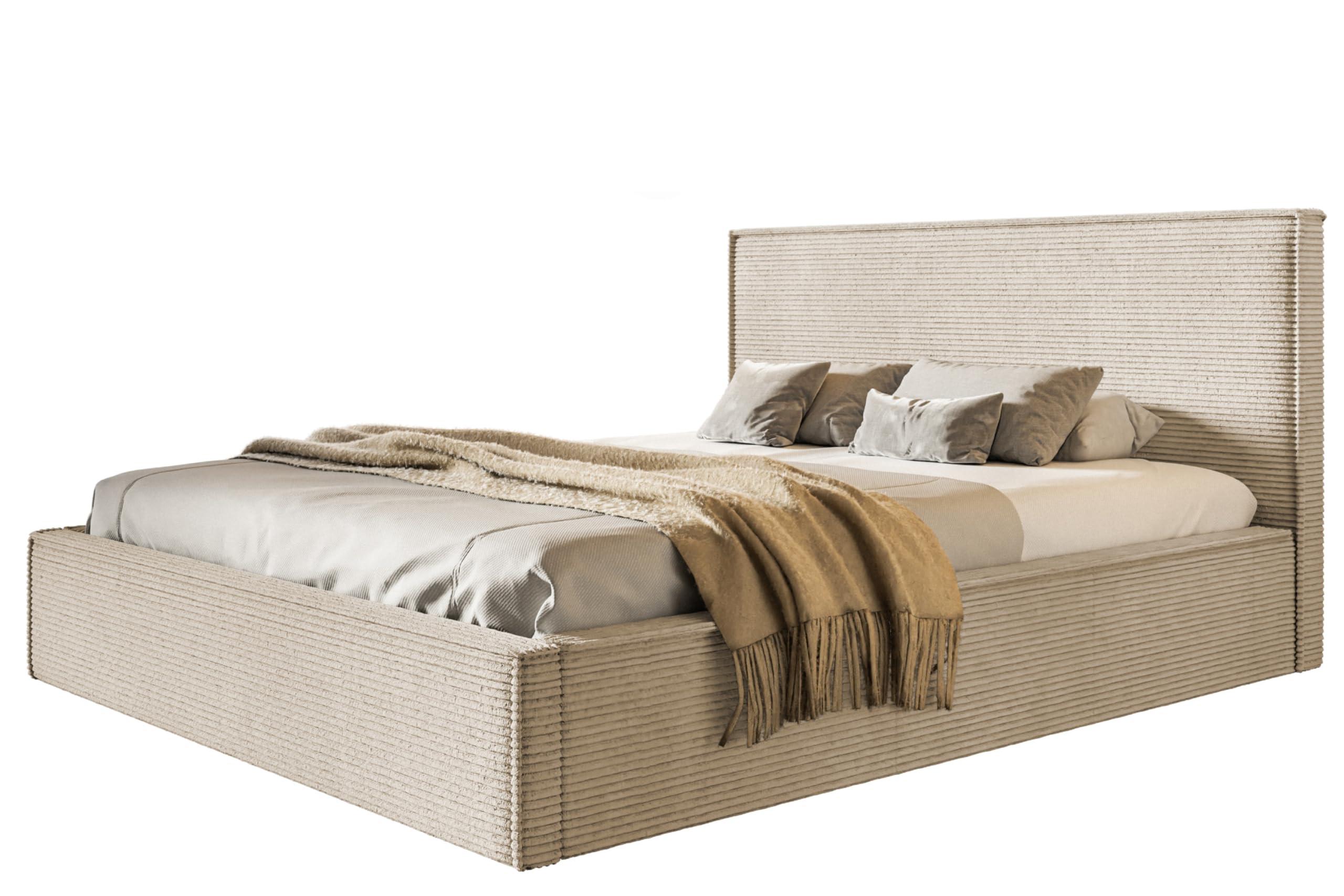wohnli-moebel-suche-800001490941 Wohnli Möbelsuche - BETT 180x200 - Polsterbett mit Bettkasten und Metallrahmen - Modern Betten - Hochwertiger Poso-Stoff - Kollektion Milano - Beige