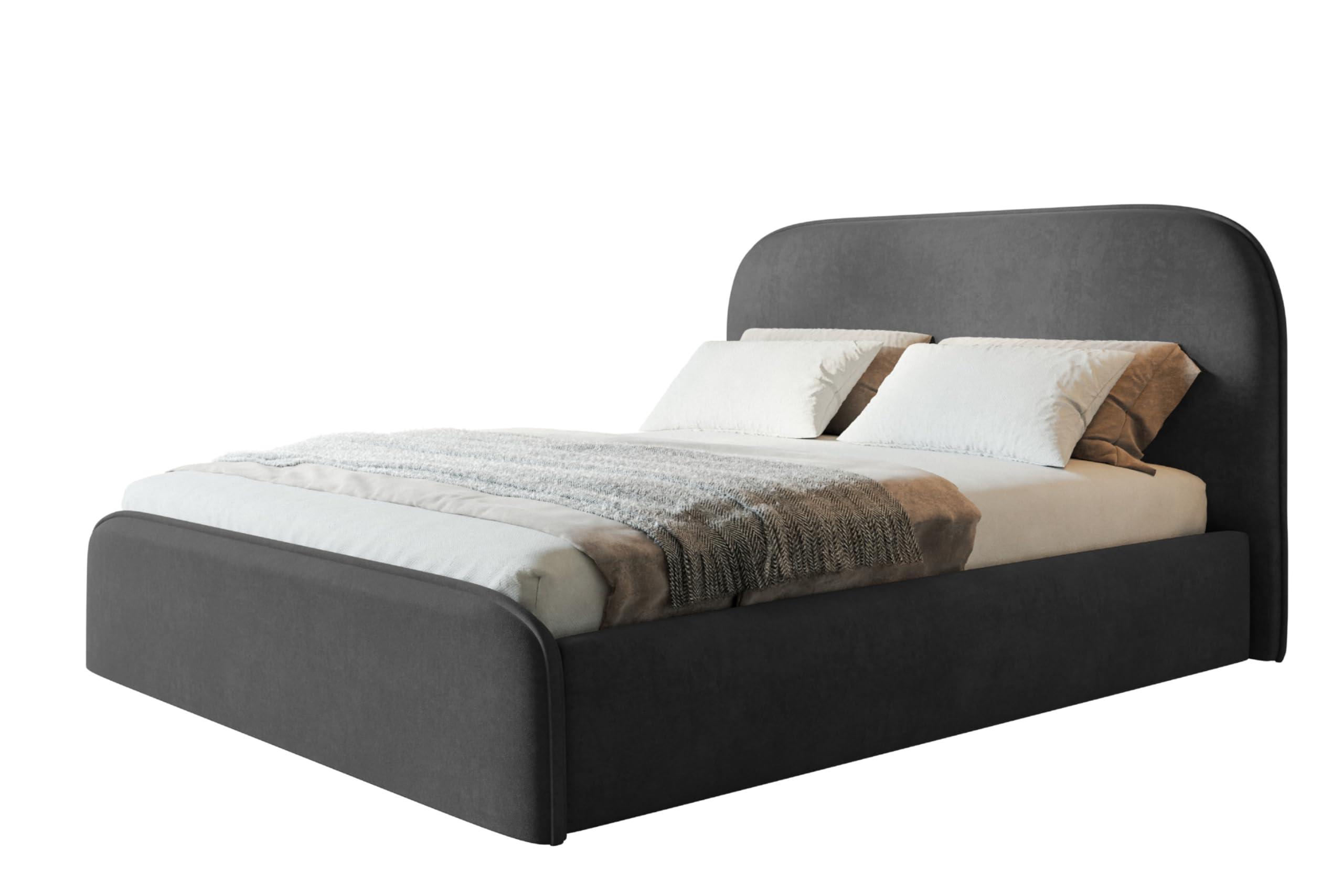 wohnli-moebel-suche-800001490958 Wohnli Möbelsuche - BETT 140x200 - Polsterbett mit Bettkasten und Metallrahmen - Modern Betten - Weicher Jasminstoff - Kollektion Vienna - Dunkelgrau