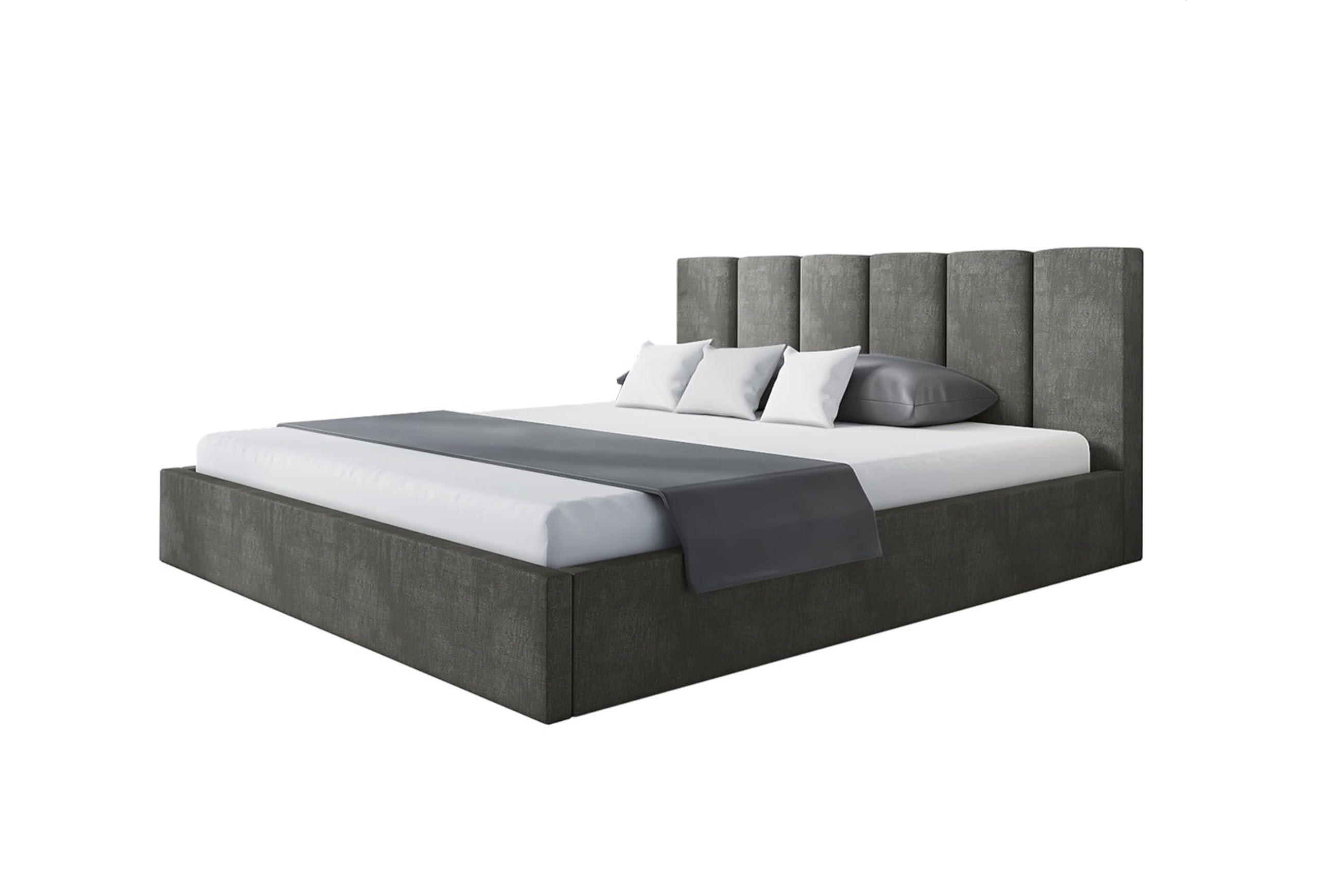 wohnli-moebel-suche-800001490970 Wohnli Möbelsuche - BETT 160x200 - Polsterbett mit Bettkasten und Metallrahmen - Modern Betten - Glatter Kronos-Stoff - Kollektion Tokio