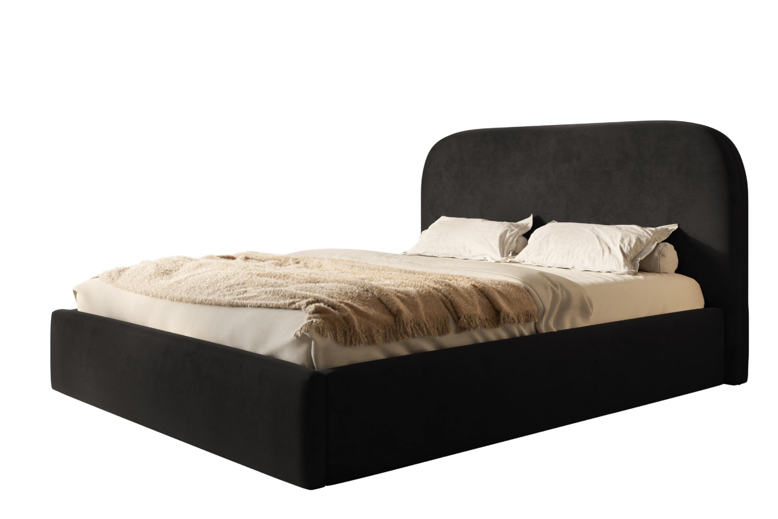 wohnli-moebel-suche-800001491093 Wohnli Möbelsuche - BETT 160x200 - Polsterbett mit Bettkasten und Metallrahmen - Modern Betten - Amor-Samtstoff - Kollektion Verona - Schwarz