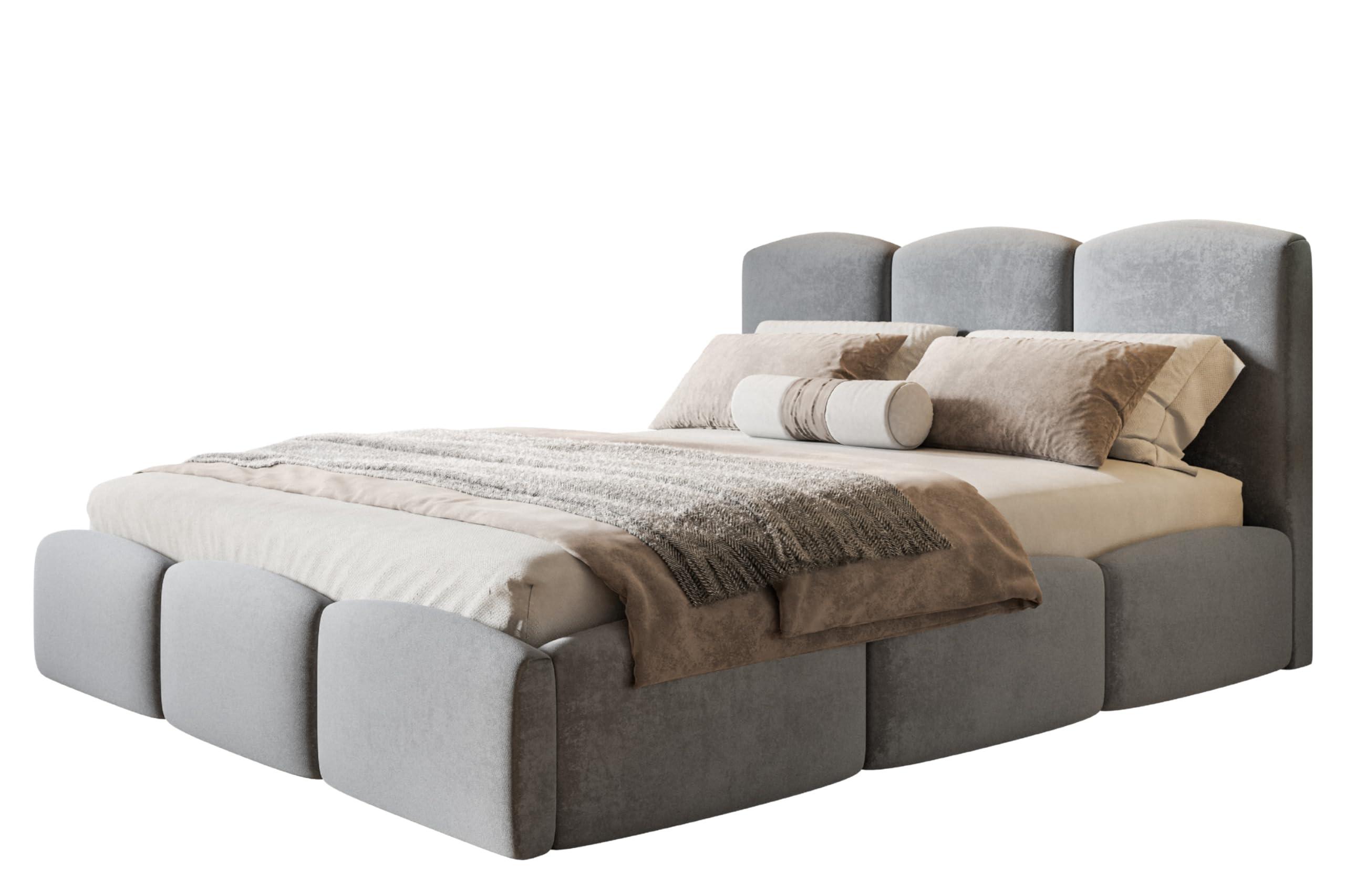 wohnli-moebel-suche-800001491116 Wohnli Möbelsuche - BETT 160x200 - Polsterbett mit Bettkasten und Metallrahmen - Modern Betten - Weicher Jasminstoff - Kollektion Zoya - Grau