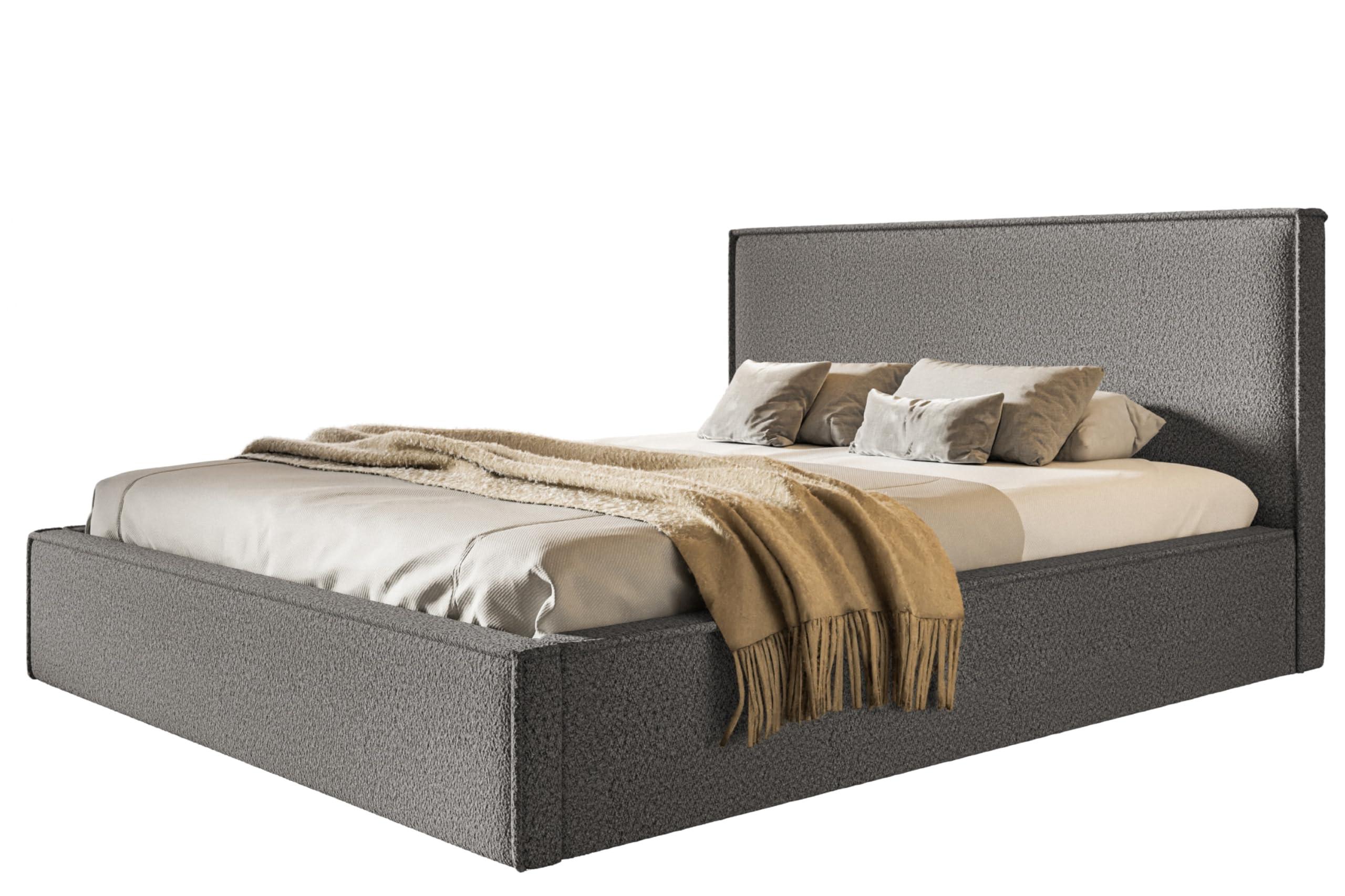 wohnli-moebel-suche-800001491149 Wohnli Möbelsuche - BETT 160x200 - Polsterbett mit Bettkasten und Holzrahmen - Modern Betten - Kuscheliger Catch-Me-Stoff - Kollektion Milano - Grau