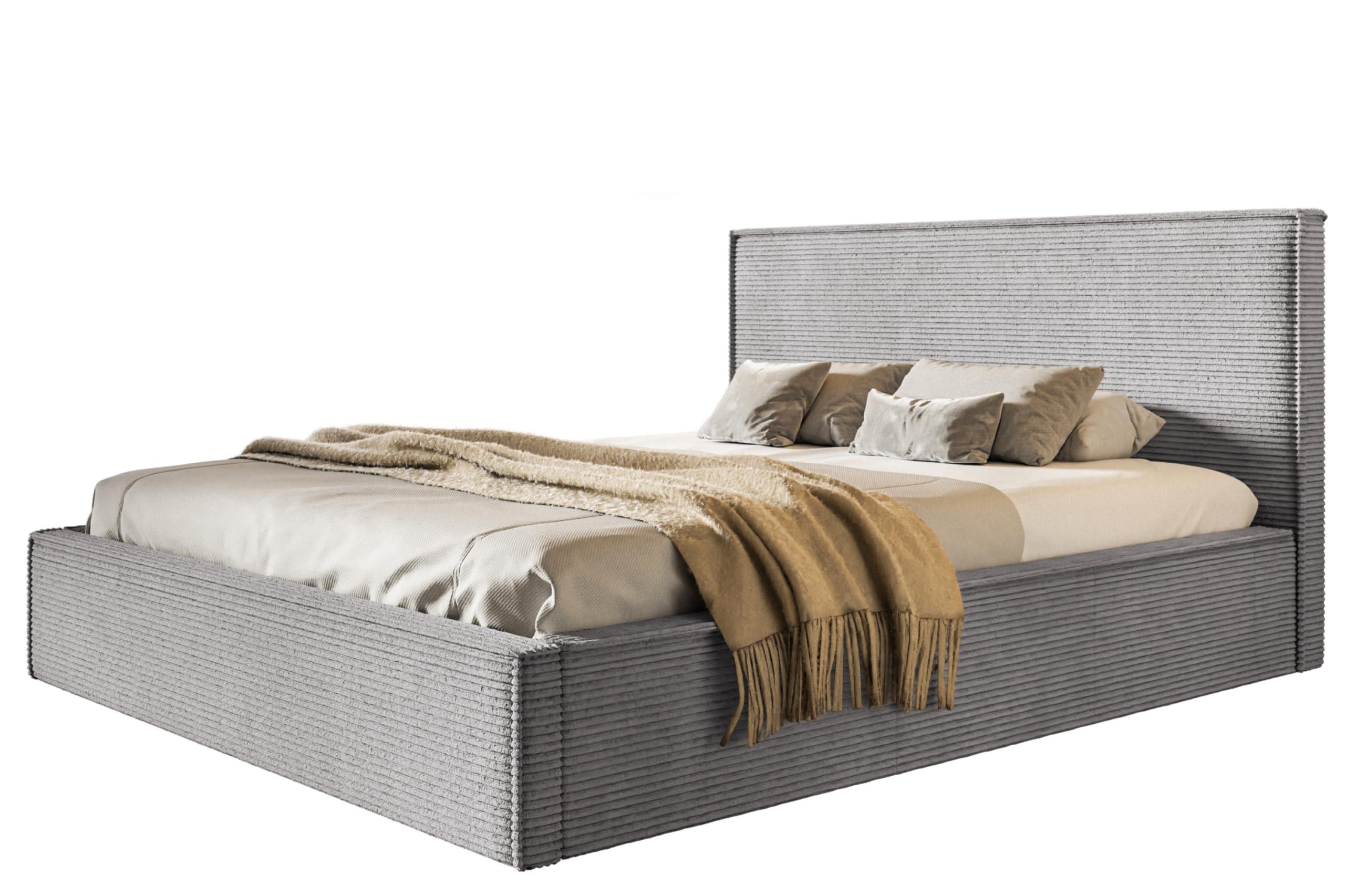 wohnli-moebel-suche-800001491156 Wohnli Möbelsuche - BETT 90x200 - Polsterbett mit Bettkasten und Metallrahmen - Modern Betten - Hochwertiger Poso-Stoff - Kollektion Milano - Grau