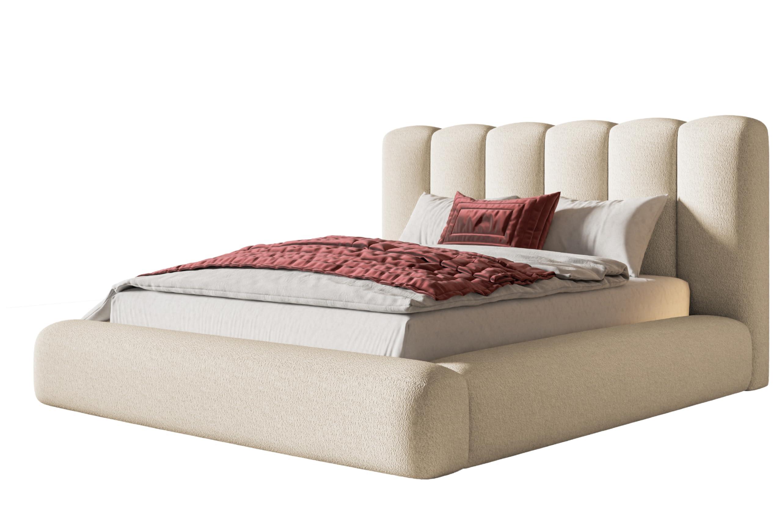 wohnli-moebel-suche-800001491169 Wohnli Möbelsuche - BETT 160x200 - Polsterbett mit Bettkasten und Holzrahmen - Modern Bett - Eleganter Catch Me-Stoff - Kollektion Alva Maxi - Beige