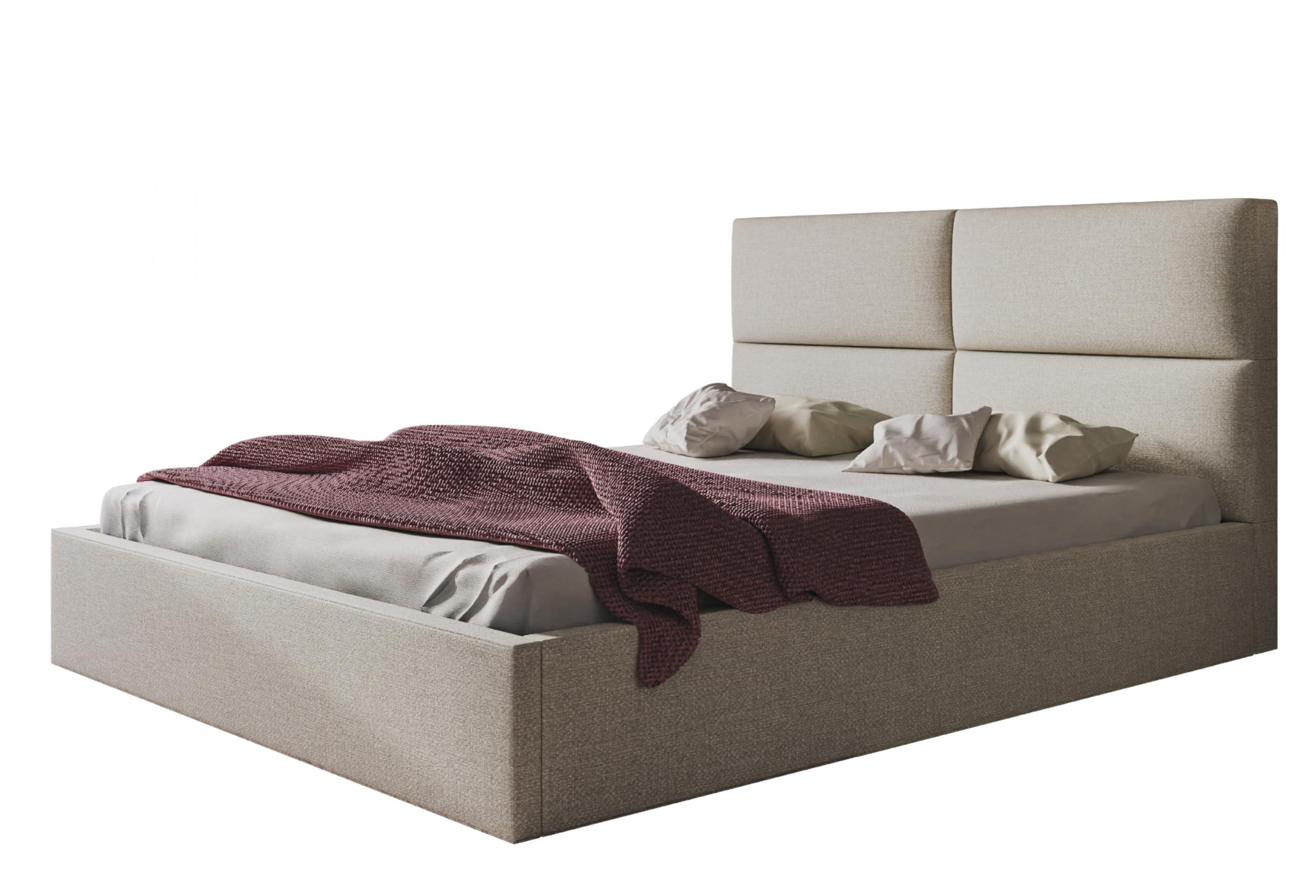 wohnli-moebel-suche-800001491175 Wohnli Möbelsuche - BETT 160x200 - Polsterbett mit Bettkasten und Metallrahmen - Modern Betten - Eleganter Malmö-Stoff- Kollektion Lizbona