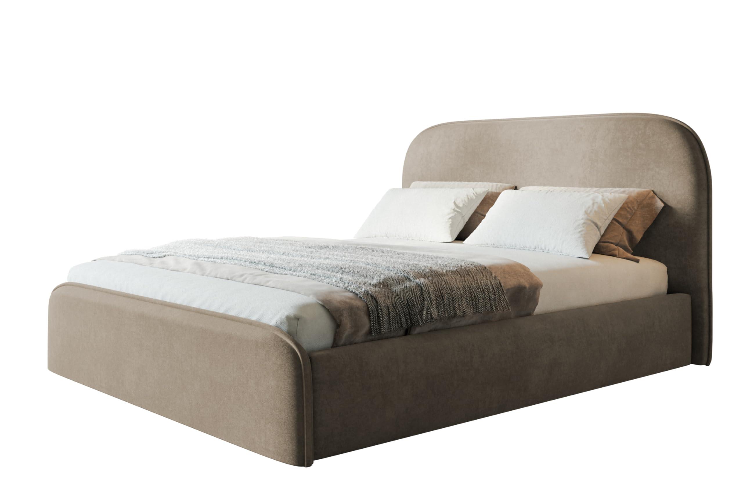 wohnli-moebel-suche-800001491190 Wohnli Möbelsuche - BETT 140x200 - Polsterbett mit Bettkasten und Holzrahmen - Modern Betten - Weicher Jasminstoff - Kollektion Vienna - Beige