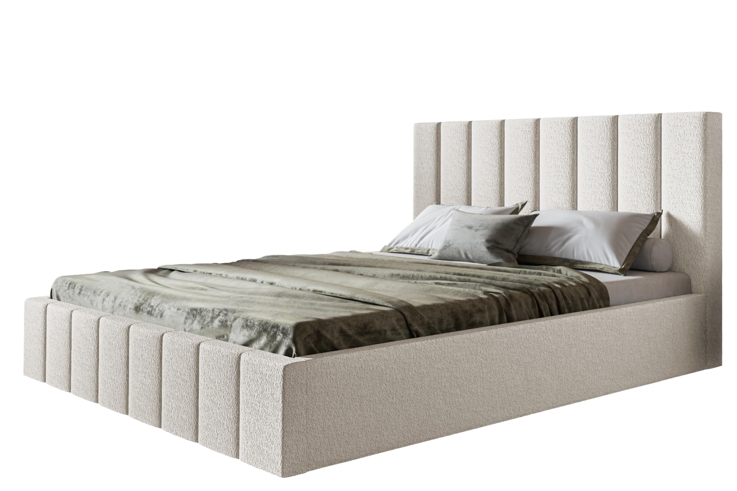 wohnli-moebel-suche-800001491240 Wohnli Möbelsuche - BETT 160x200 - Polsterbett mit Bettkasten und Holzrahmen - Modern Betten - Kuscheliger Catch-Me-Stoff - Kollektion Toledo - Weiß