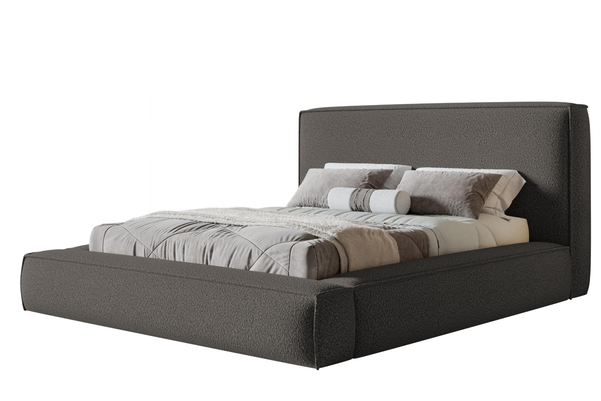 wohnli-moebel-suche-800001491280 Wohnli Möbelsuche - BETT 180x200 - Polsterbett mit Bettkasten und Holzrahmen - Modern Bett - Eleganter Catch-Me-Stoff - Kollektion Luna Maxi - Grau
