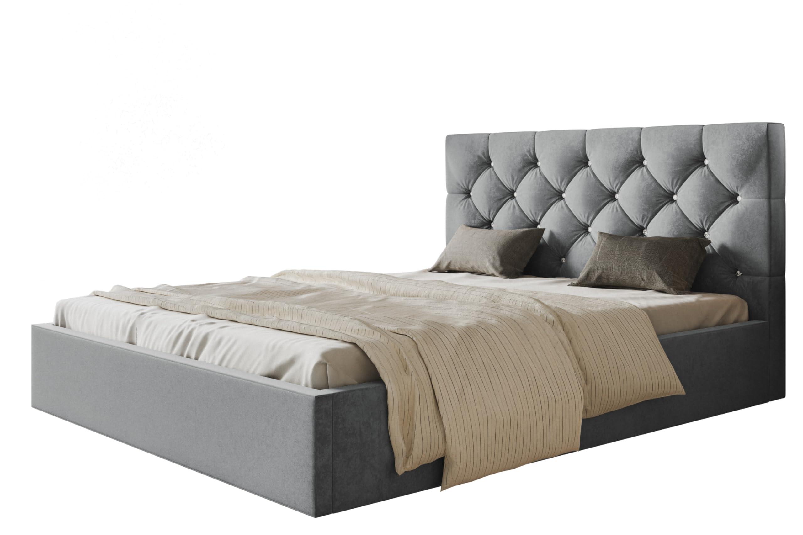 wohnli-moebel-suche-800001491301 Wohnli Möbelsuche - BETT 140x200 - Polsterbett mit Bettkasten und Metallrahmen - Elegant Betten - Weicher Jasminstoff - Kollektion Boston