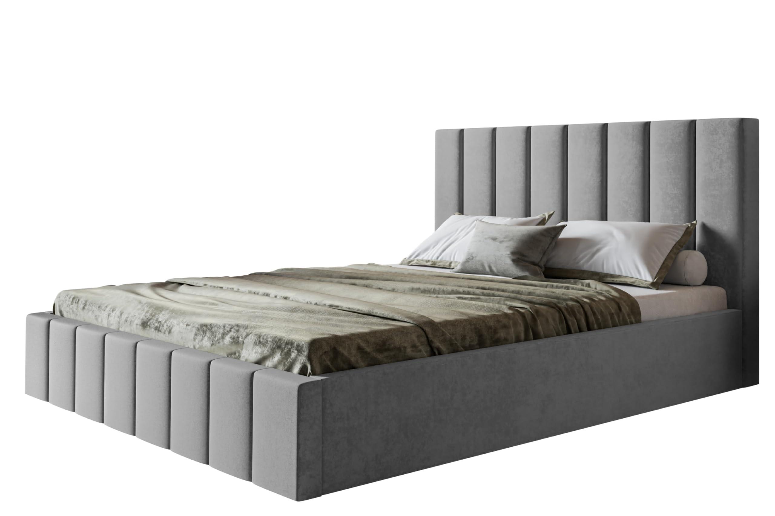 wohnli-moebel-suche-800001491391 Wohnli Möbelsuche - BETT 140x200 - Polsterbett mit Bettkasten und Holzrahmen - Modern Betten - Weicher Jasminstoff - Kollektion Toledo - Grau