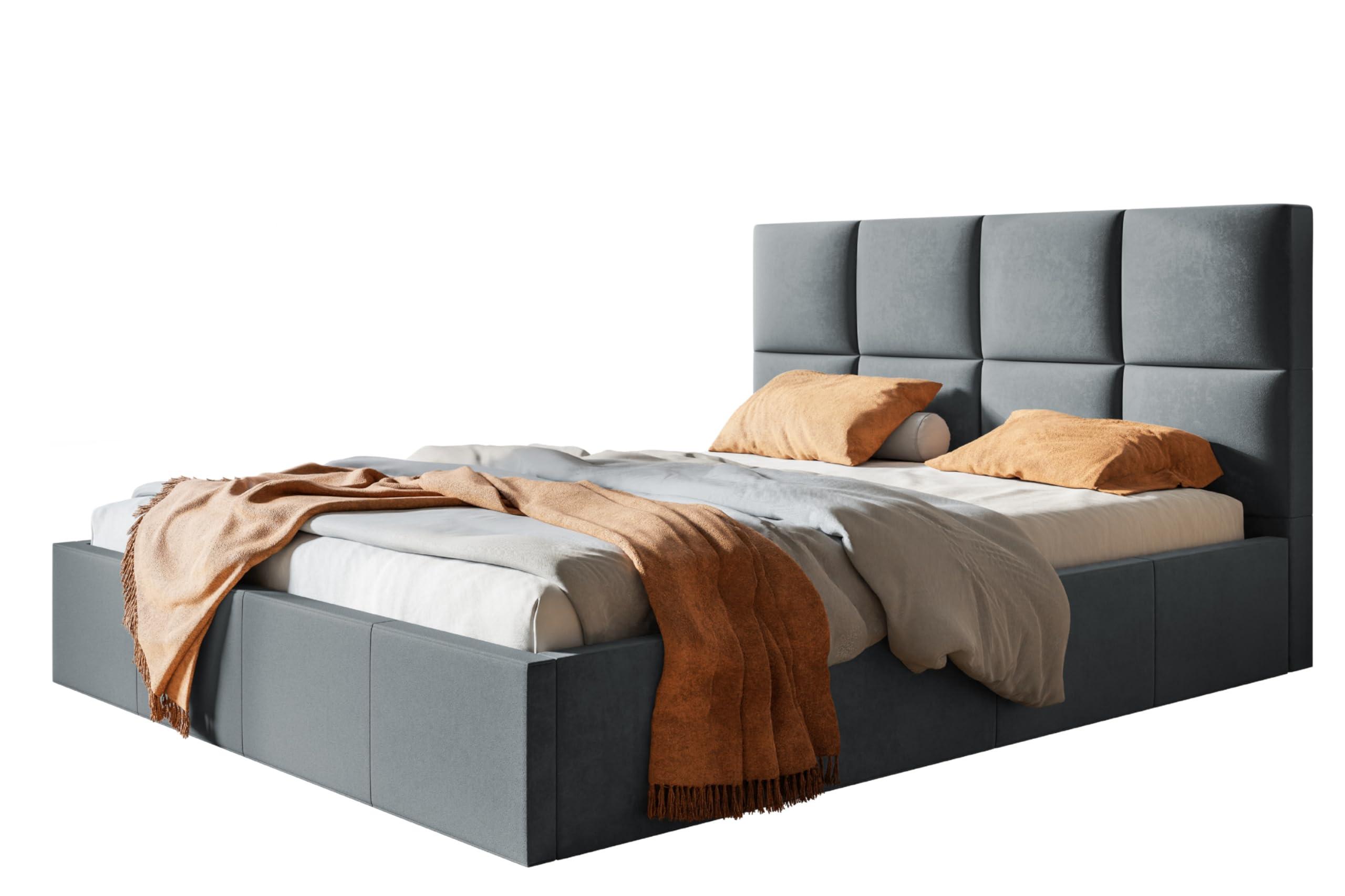 wohnli-moebel-suche-800001491560 Wohnli Möbelsuche - BETT 160x200 - Polsterbett mit Bettkasten und Holzrahmen - Modern Betten - Glatter Kronos-Stoff - Kollektion Roma