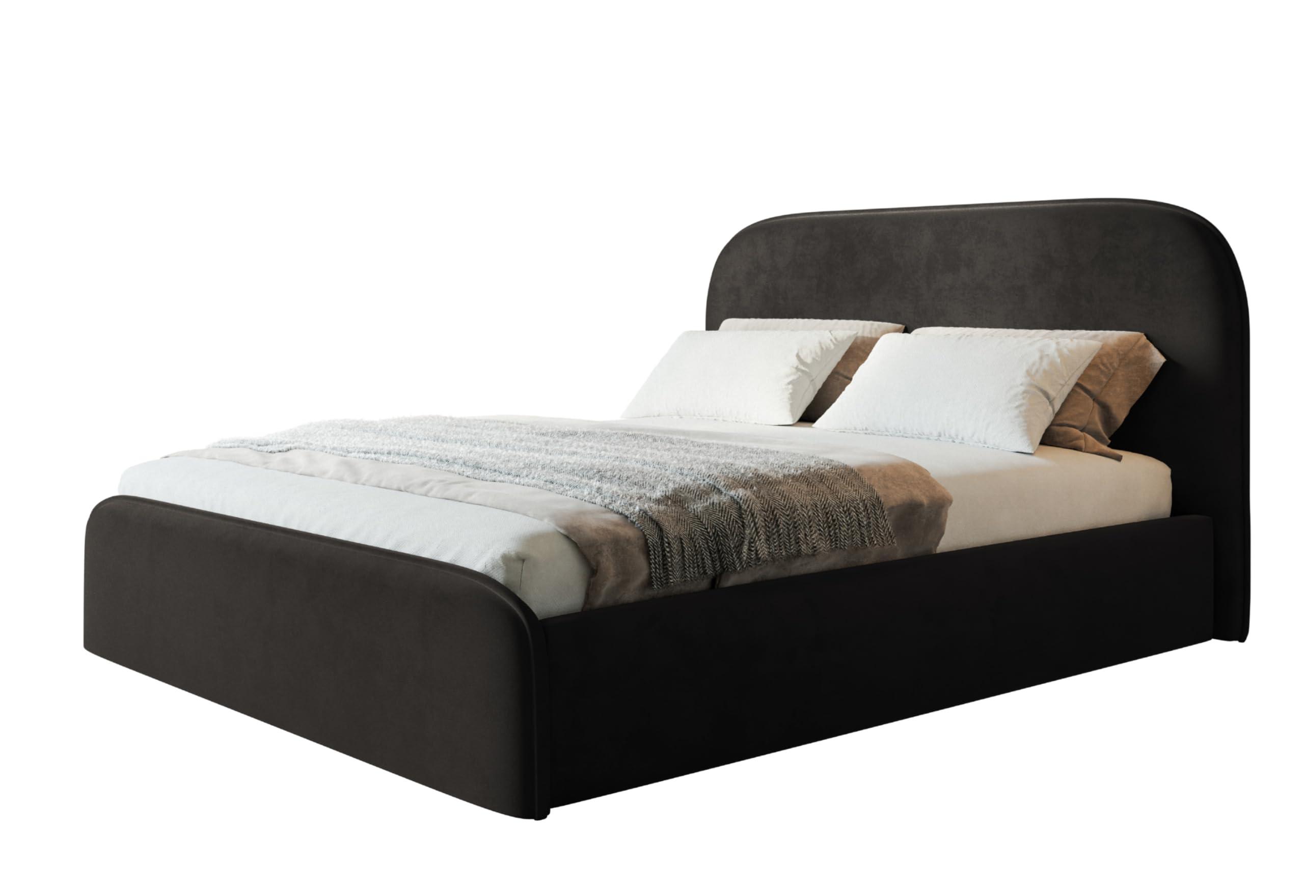 wohnli-moebel-suche-800001491587 Wohnli Möbelsuche - BETT 180x200 - Polsterbett mit Bettkasten und Holzrahmen - Modern Betten - Amor-Samtstoff - Kollektion Vienna - Schwarz