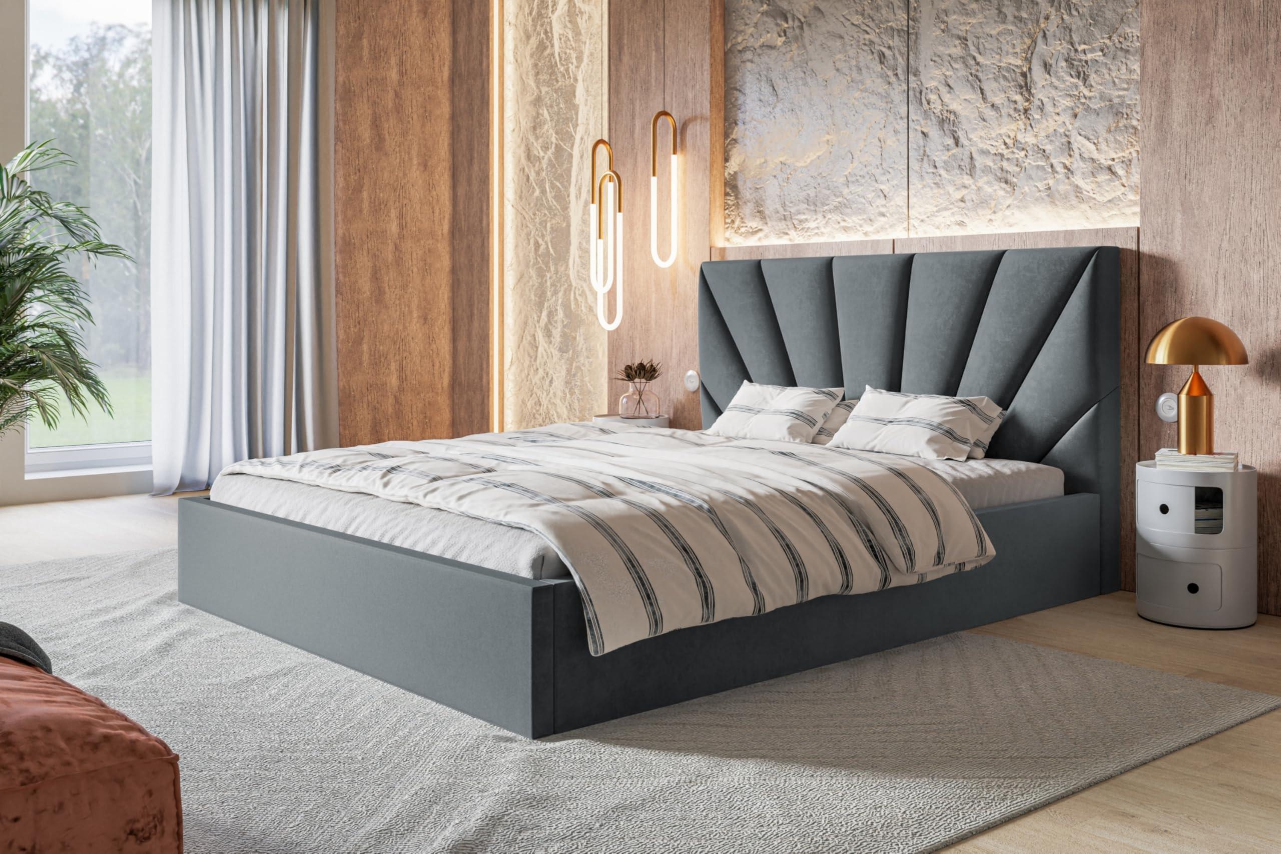 wohnli-moebel-suche-800001491592 Wohnli Möbelsuche - BETT 160x200 - Polsterbett mit Bettkasten und Holzrahmen - Modern Betten - Glatter Kronos-Stoff - Kollektion Denver