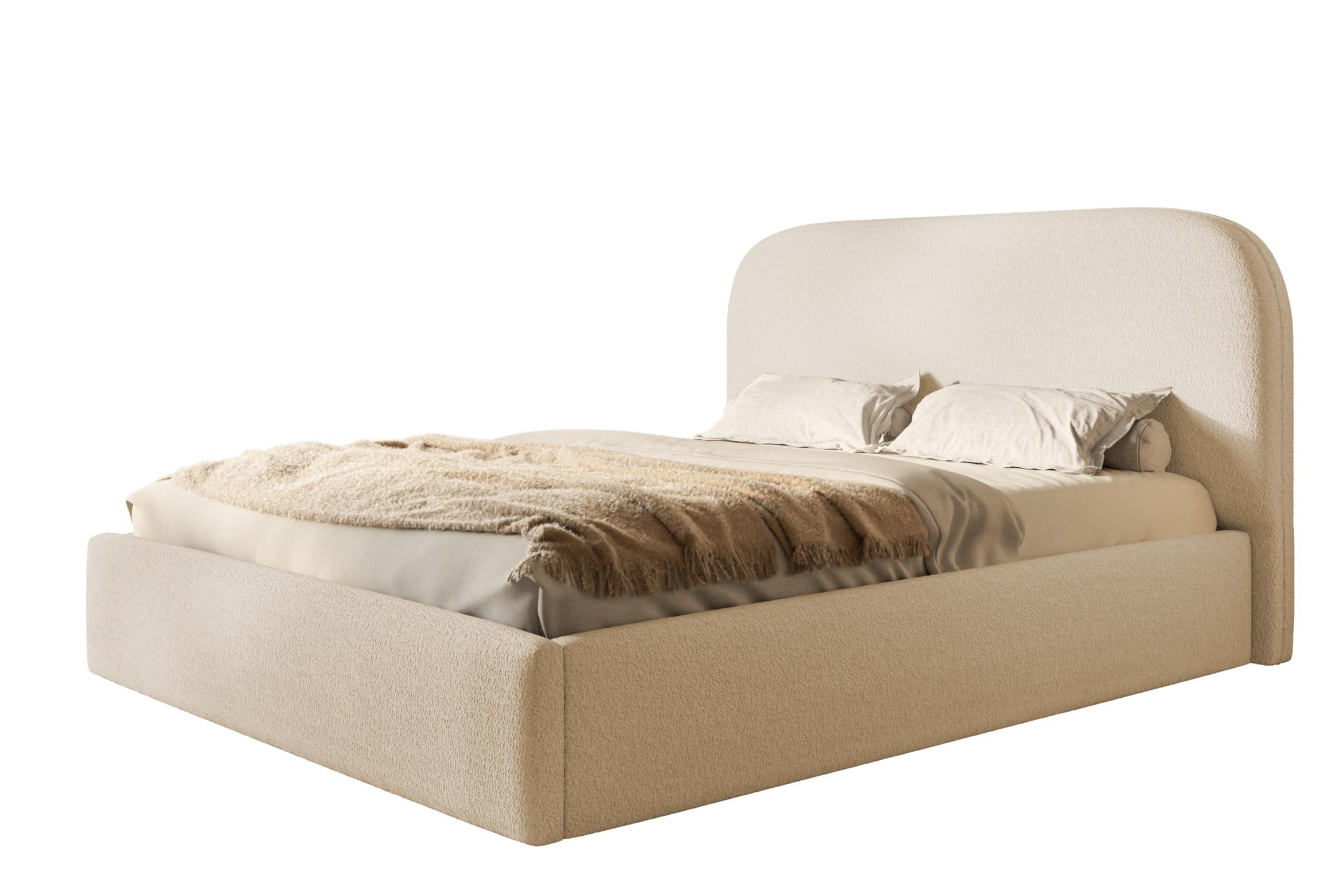 wohnli-moebel-suche-800001491597 Wohnli Möbelsuche - BETT 160x200 - Polsterbett mit Bettkasten und Metallrahmen - Modern Betten - Kuscheliger Catch-Me-Stoff - Kollektion Verona - Beige