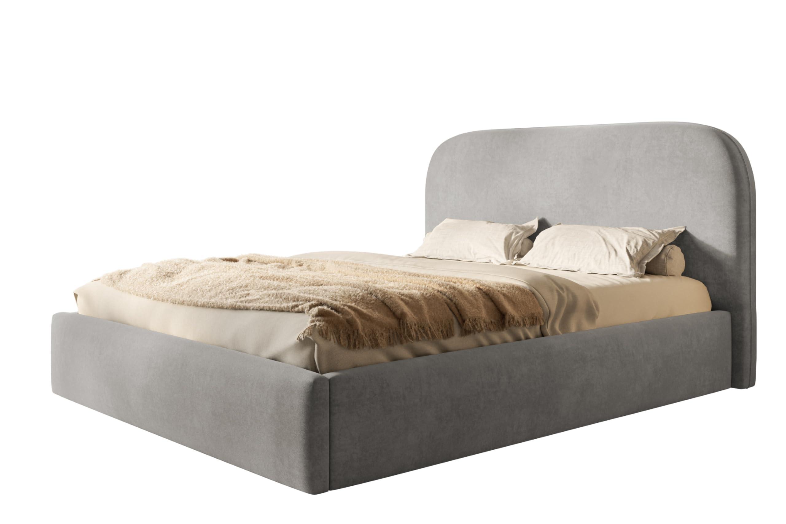 wohnli-moebel-suche-800001491703 Wohnli Möbelsuche - BETT 180x200 - Polsterbett mit Bettkasten und Holzrahmen - Modern Betten - Weicher Jasminstoff - Kollektion Verona - Grau