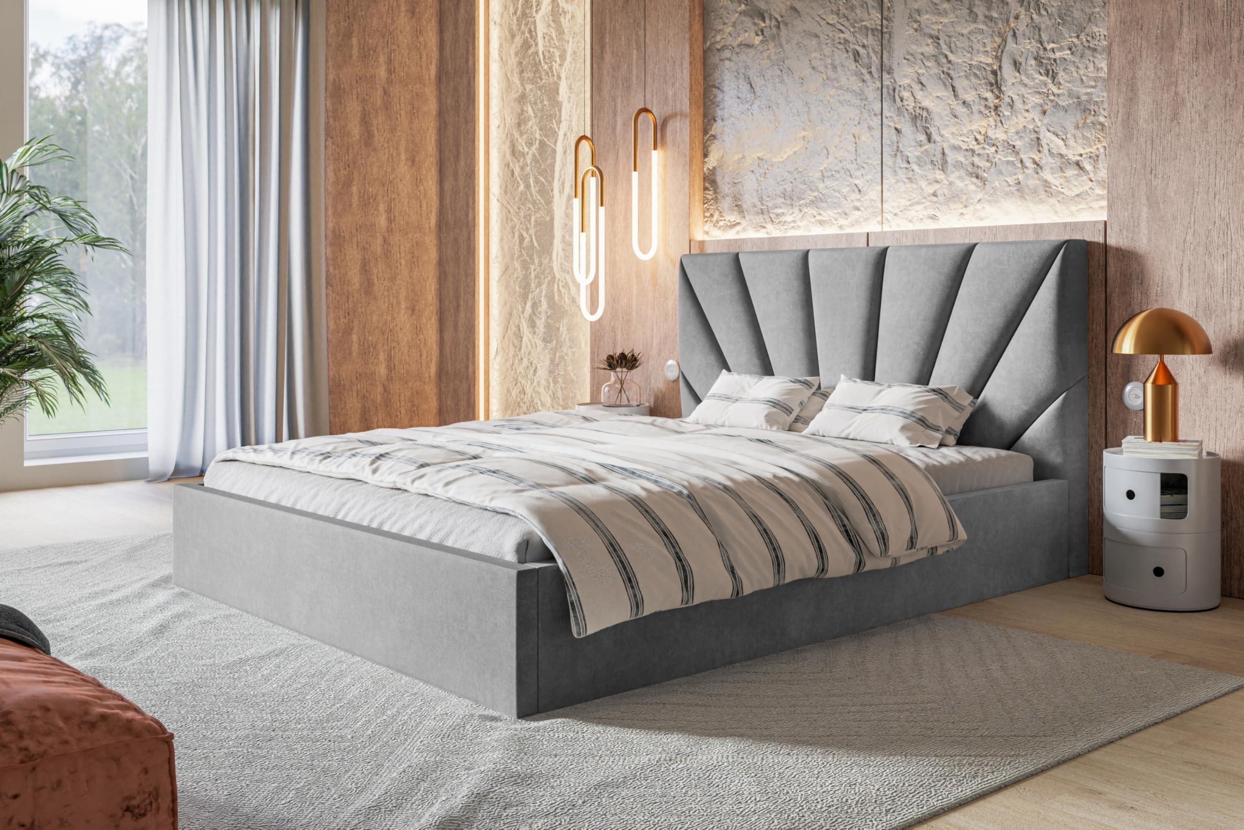 wohnli-moebel-suche-800001491705 Wohnli Möbelsuche - BETT 160x200 - Polsterbett mit Bettkasten und Holzrahmen - Modern Betten - Weicher Jasminstoff - Kollektion Denver