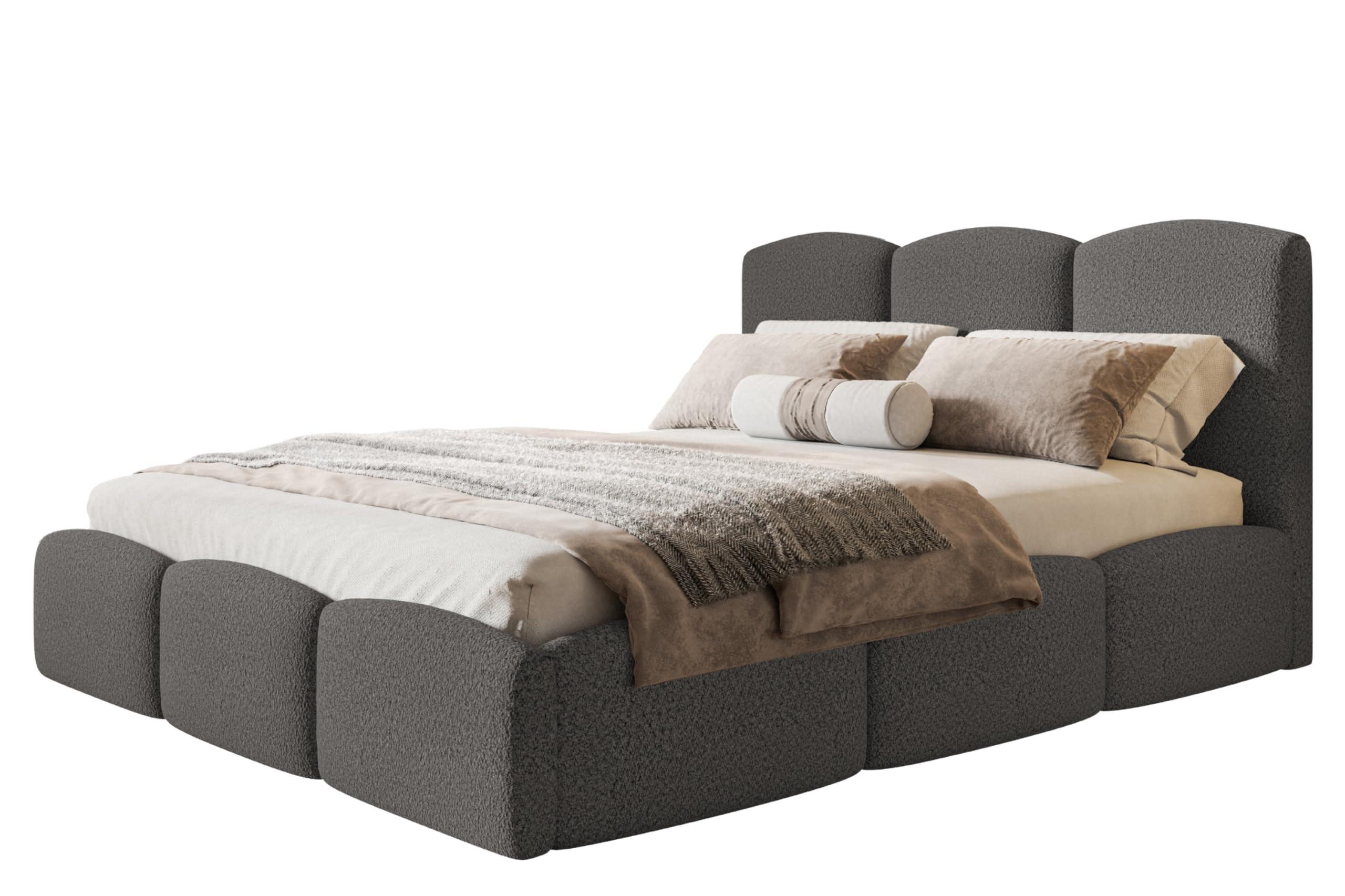 wohnli-moebel-suche-800001491747 Wohnli Möbelsuche - BETT 160x200 - Polsterbett mit Bettkasten und Holzrahmen - Modern Betten - Kuscheliger Catch-Me-Stoff - Kollektion Zoya - Grau