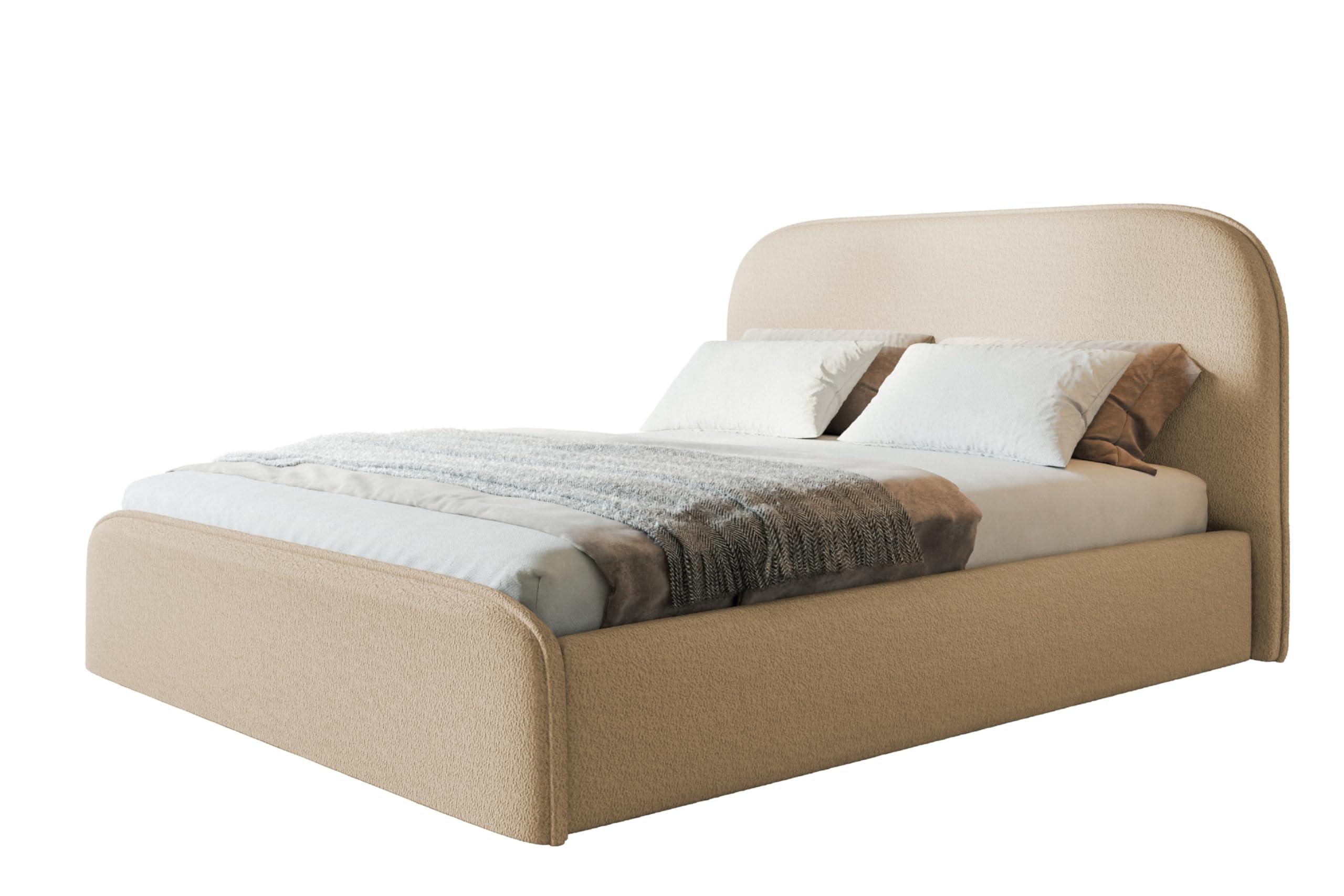 wohnli-moebel-suche-800001491781 Wohnli Möbelsuche - BETT 160x200 - Polsterbett mit Bettkasten und Holzrahmen - Modern Betten - Kuscheliger Catch-Me-Stoff - Kollektion Vienna - Beige