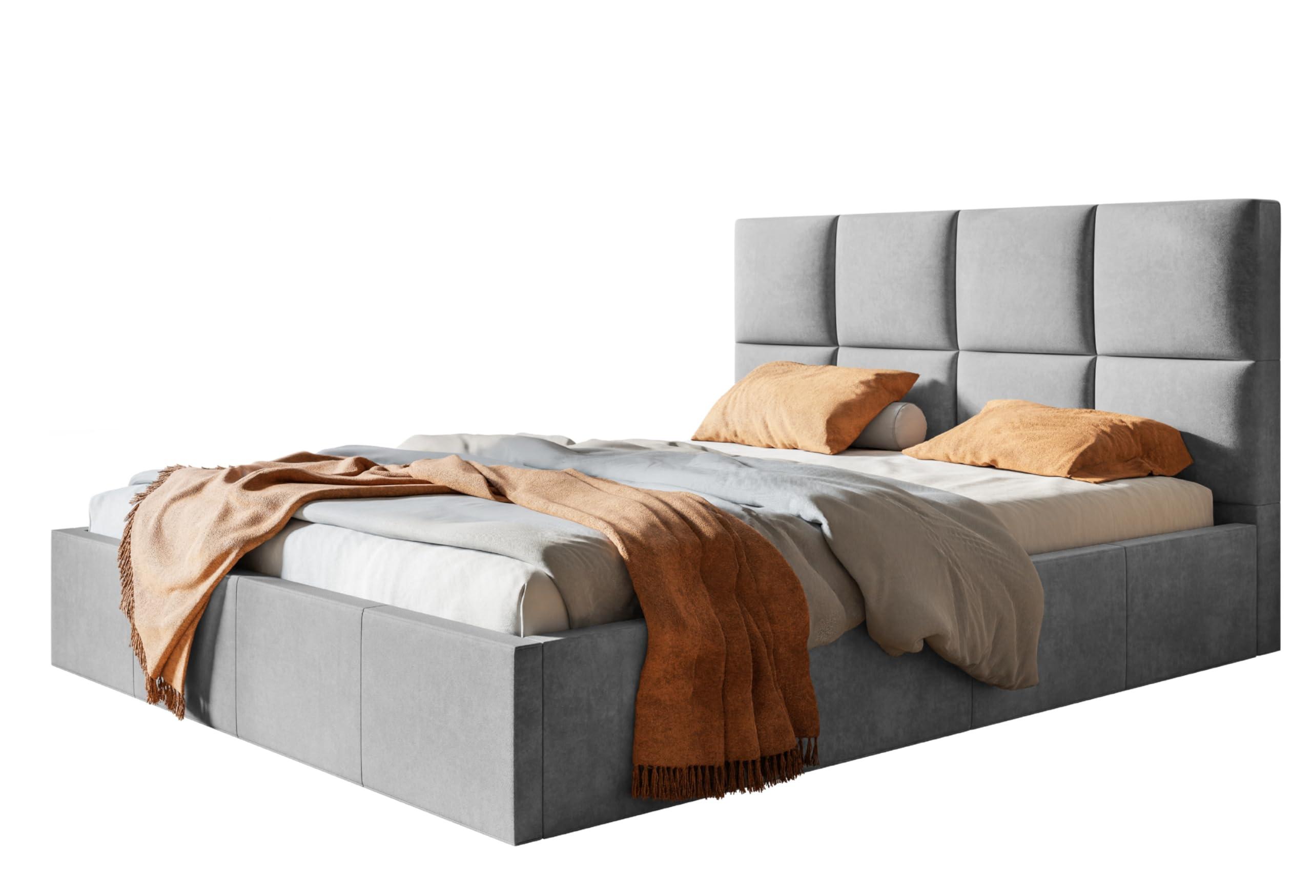 wohnli-moebel-suche-800001491919 Wohnli Möbelsuche - BETT 160x200 - Polsterbett mit Bettkasten und Holzrahmen - Modern Betten - Glatter Kronos-Stoff - Kollektion Roma