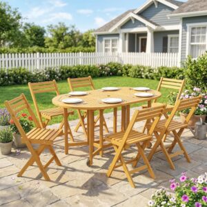 wohnli-moebel-suche-800001492173-1 OUTDOOR-ESSGRUPPE 7er Set Akazienholz Naturholz Holz Outsunny Garten & Outdoor > Gartenmöbel > Gartenmöbel-Sets Braun