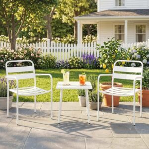 wohnli-moebel-suche-800001492174-1 BISTRO-SET 3er Set Galvanisierter-Stahl Gehärtetes-Glas Weiß Metall Outsunny Garten & Outdoor > Gartenmöbel > Gartenmöbel-Sets Weiß