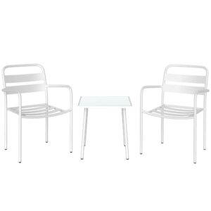 wohnli-moebel-suche-800001492174 Wohnli Möbelsuche - BISTRO-SET 3er Set Galvanisierter-Stahl Gehärtetes-Glas Weiß