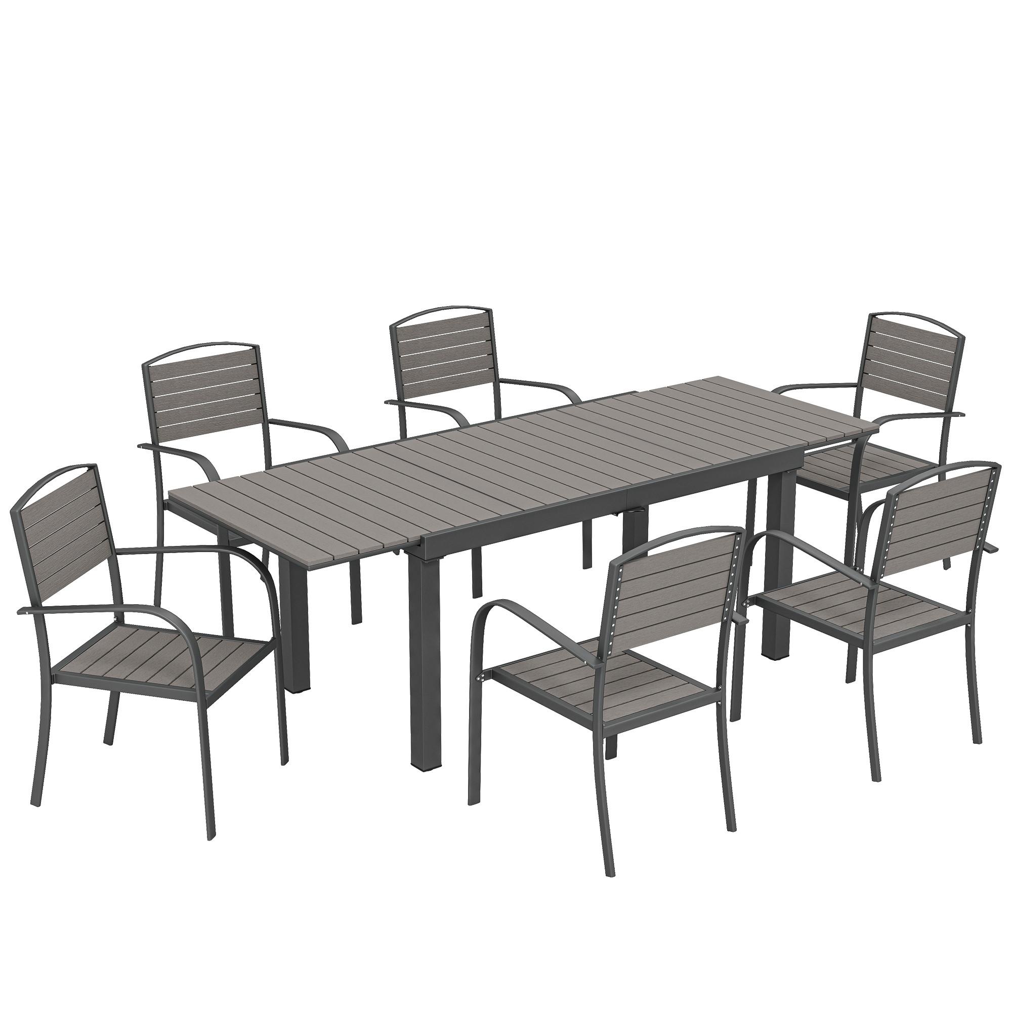 wohnli-moebel-suche-800001492176 Wohnli Möbelsuche - OUTDOOR-ESSGRUPPE 7er Set Aluminium WPC Grau