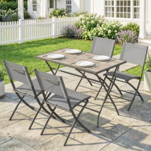 wohnli-moebel-suche-800001492177-1 OUTDOOR-ESSGRUPPE 5er Set Stahl Netzstoff Grau Metall Outsunny Garten & Outdoor > Gartenmöbel > Gartenmöbel-Sets Grau