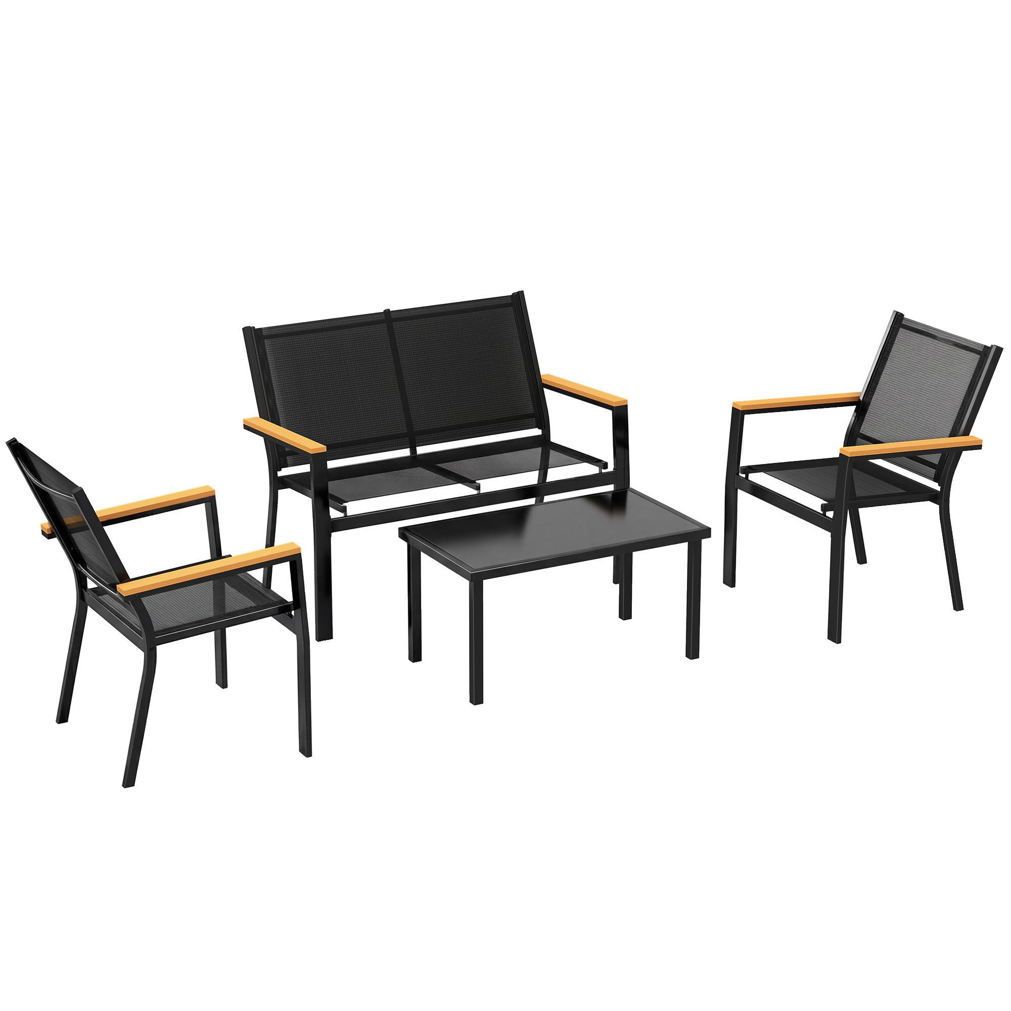 wohnli-moebel-suche-800001492181 Wohnli Möbelsuche - TERRASSENMÖBEL-SET 4er Set Stahl Texteline Schwarz