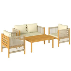 Wohnli Möbelsuche - BALKONMÖBEL-SET 4er Set Akazienholz Polyester Beige