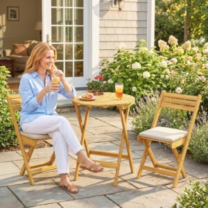 wohnli-moebel-suche-800001492184-1 BALKONMÖBEL-SET 3er Set Akazienholz Polyester Naturholz Holz Outsunny Garten & Outdoor > Gartenmöbel > Gartenmöbel-Sets Braun