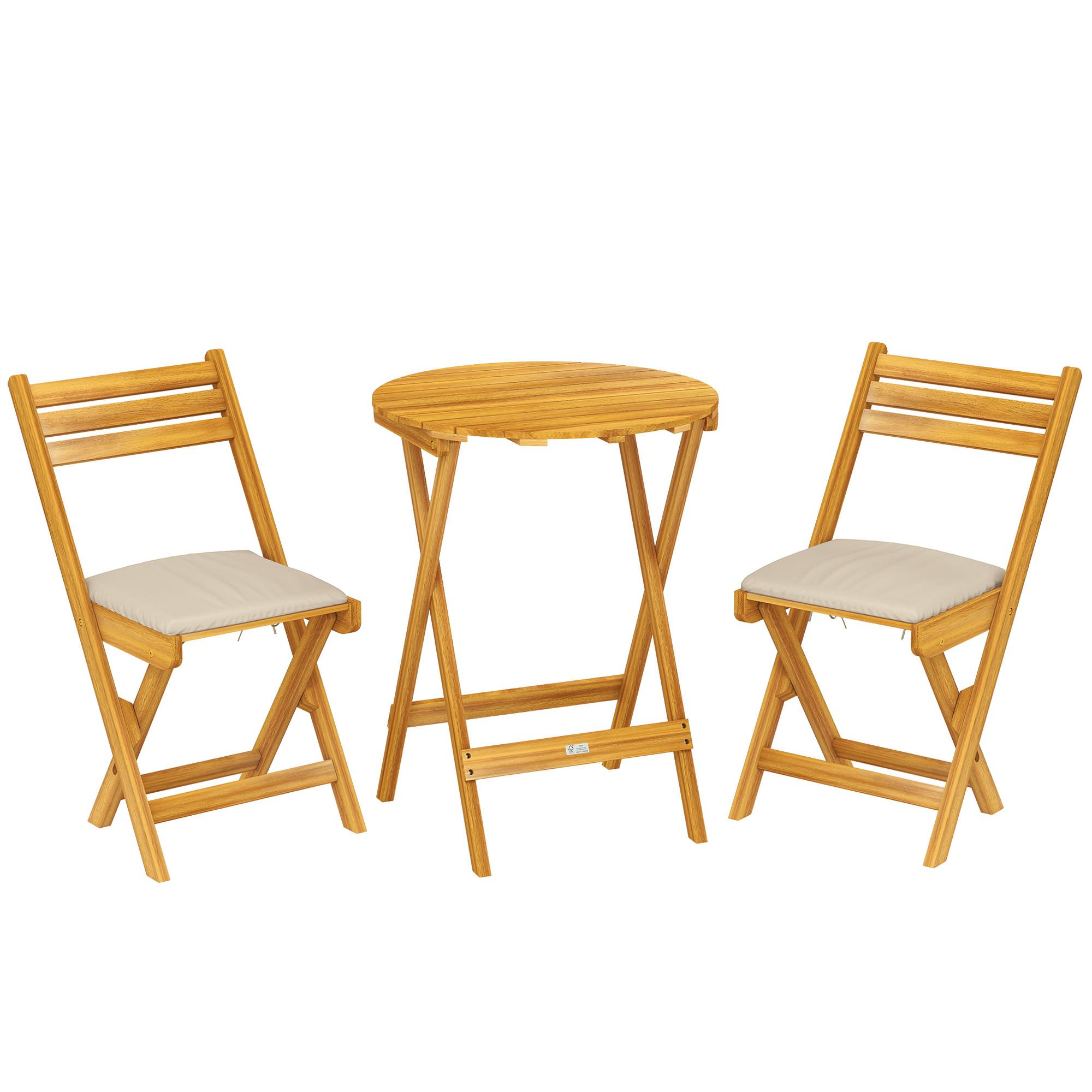 Wohnli Möbelsuche - BALKONMÖBEL-SET 3er Set Akazienholz Polyester Naturholz