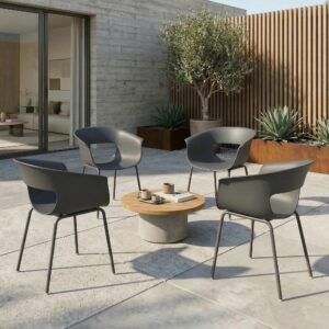 wohnli-moebel-suche-800001492223-1 GARTENSTÜHLE-SET 4-TLG. aus Metall Kunststoff Dunkelgrau Metall Outsunny Garten & Outdoor > Gartenmöbel > Gartenstühle Grau