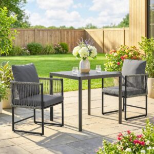 wohnli-moebel-suche-800001492224-1 GARTENSTÜHLE 2er Set Stahl PE-Rattan Dunkelgrau Metall Outsunny Garten & Outdoor > Gartenmöbel > Gartenstühle Grau