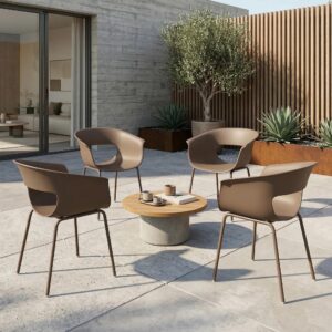GARTENSTÜHLE 4er Set Metall Kunststoff Kaffee Metall Outsunny Garten & Outdoor > Gartenmöbel > Gartenstühle Braun