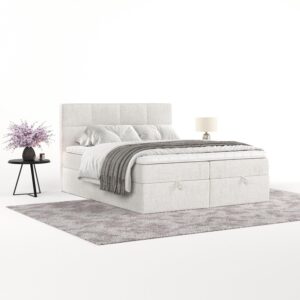wohnli-moebel-suche-800001493925-1 BOXBETT Velto 140/200 cm Creme im Neve Stoff Textil AltaBeds Möbel > Betten > Boxspringbetten Weiß